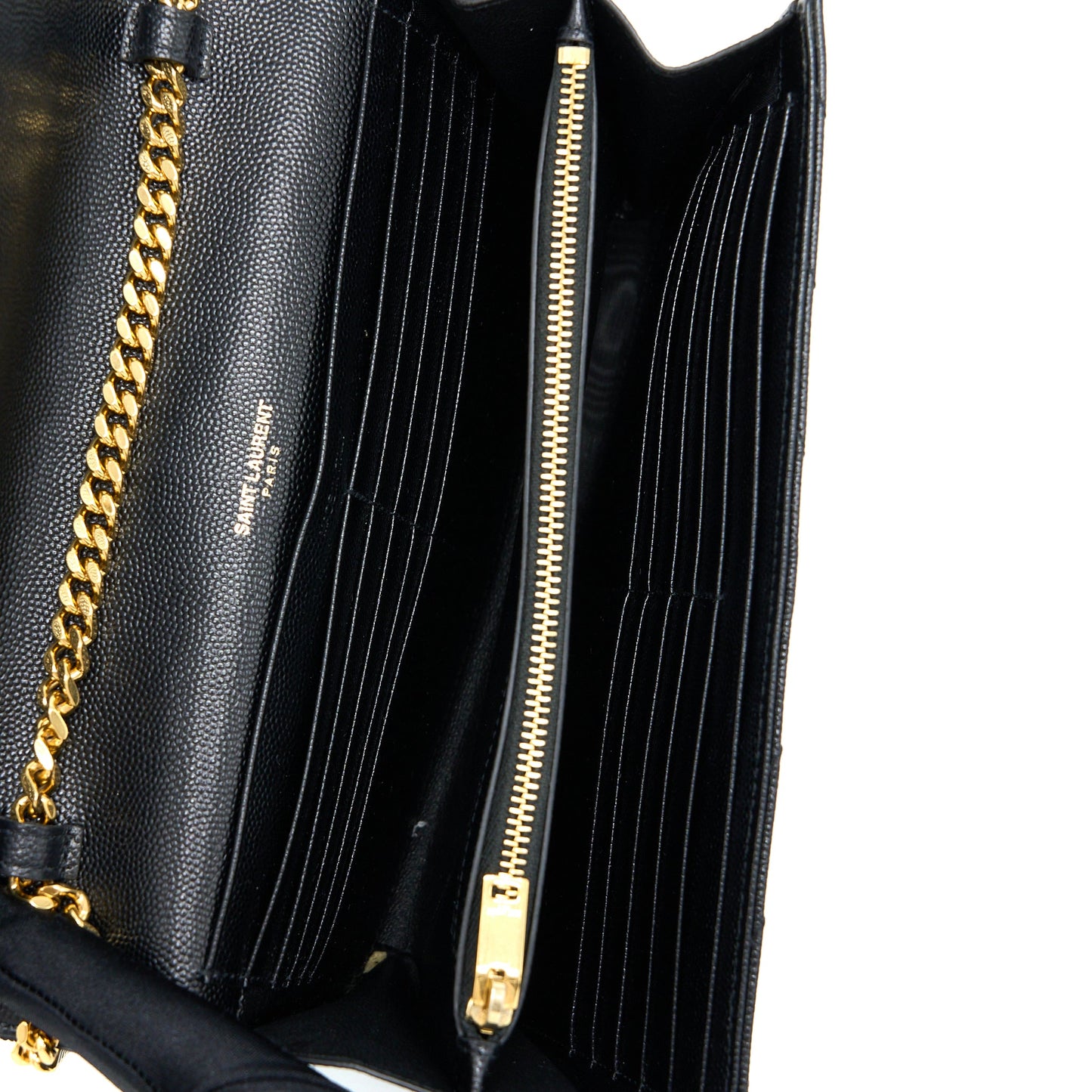 Saint Laurent Wallet On Chain Grained Calfskin Black