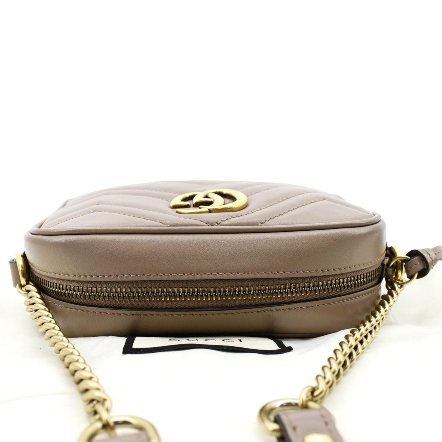 GUCCI GG Marmont Matelasse Mini Leather Crossbody Bag Beige 448065