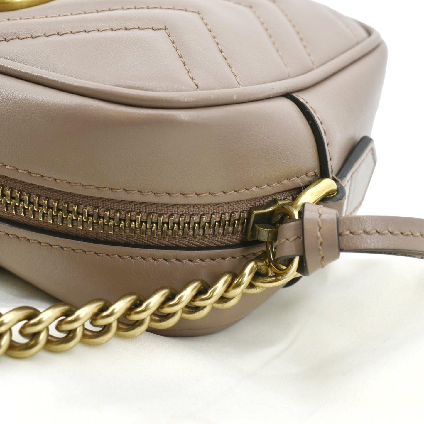 GUCCI GG Marmont Matelasse Mini Leather Crossbody Bag Beige 448065