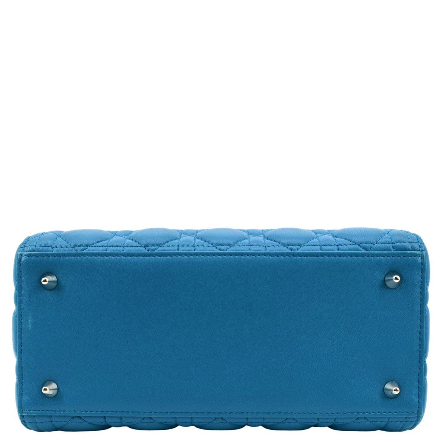 CHRISTIAN DIOR Medium Lady Dior Cannage Lambskin Leather Shoulder Bag Blue