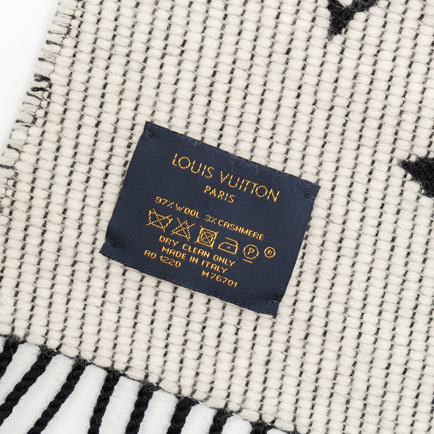 Louis Vuitton Giant Monogram Scarf Cashmere/Wool Black/White