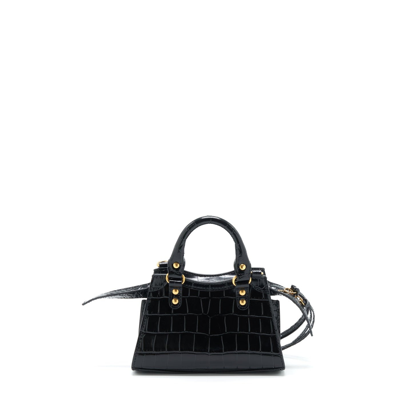Balenciaga Nano Neo Classic City Purse Crocodile-Embossed Calfskin Black