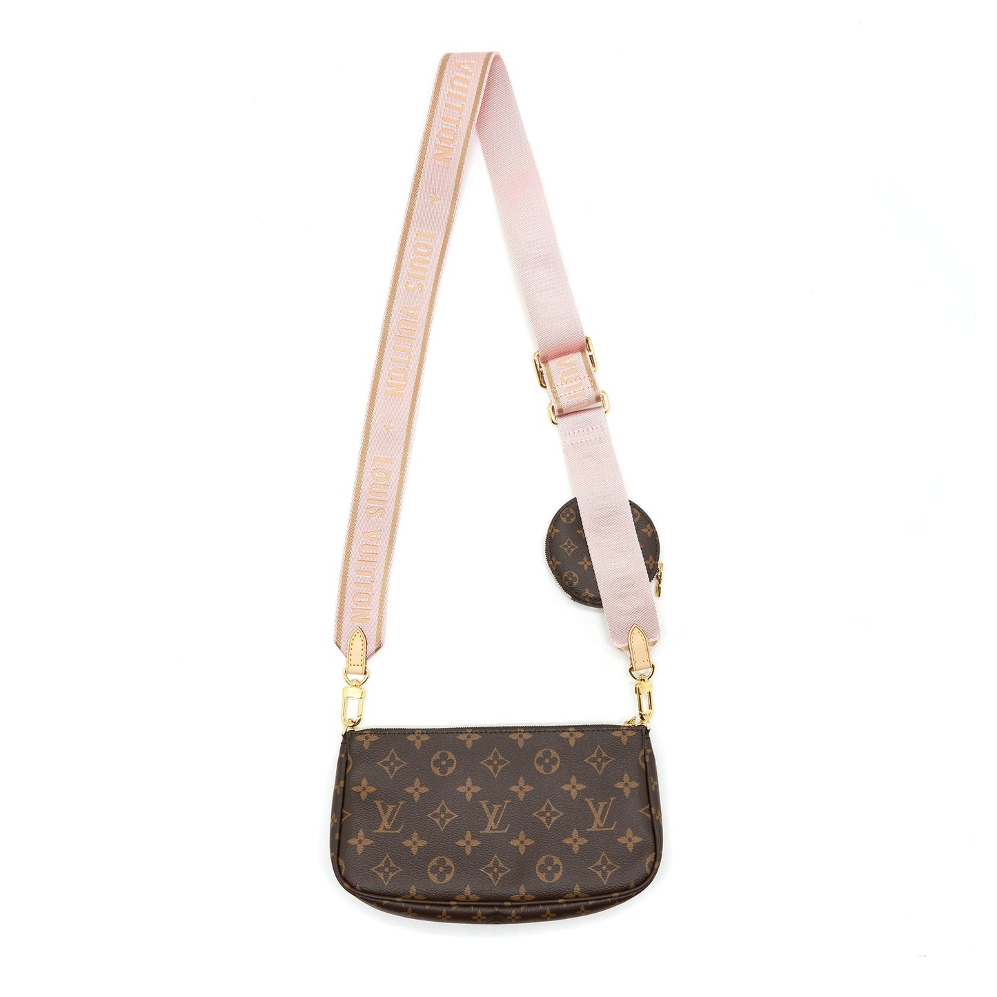 Louis Vuitton Multi Pochette Accessories Monogram Canvas With Rose Clair Strap