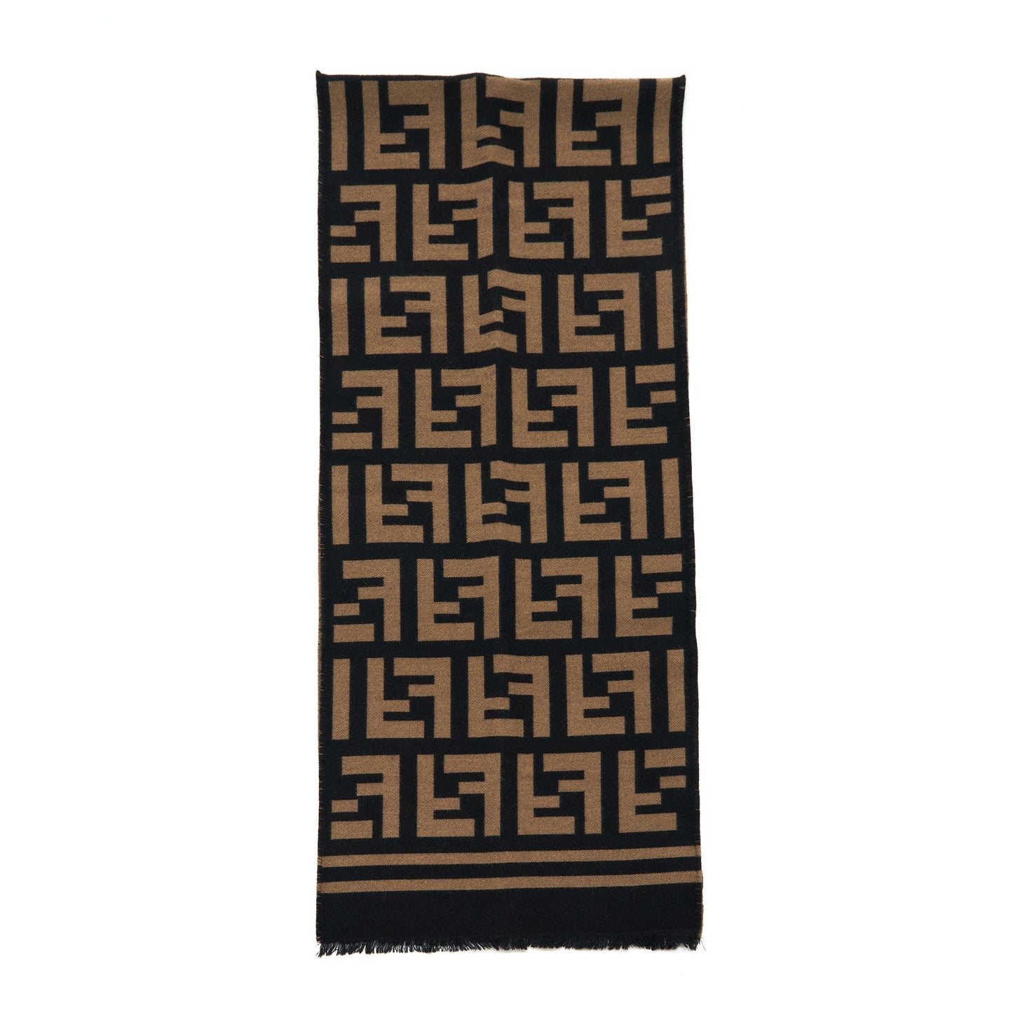 Fendi Wool And Silk Scarf 180x35cm Black/Brown