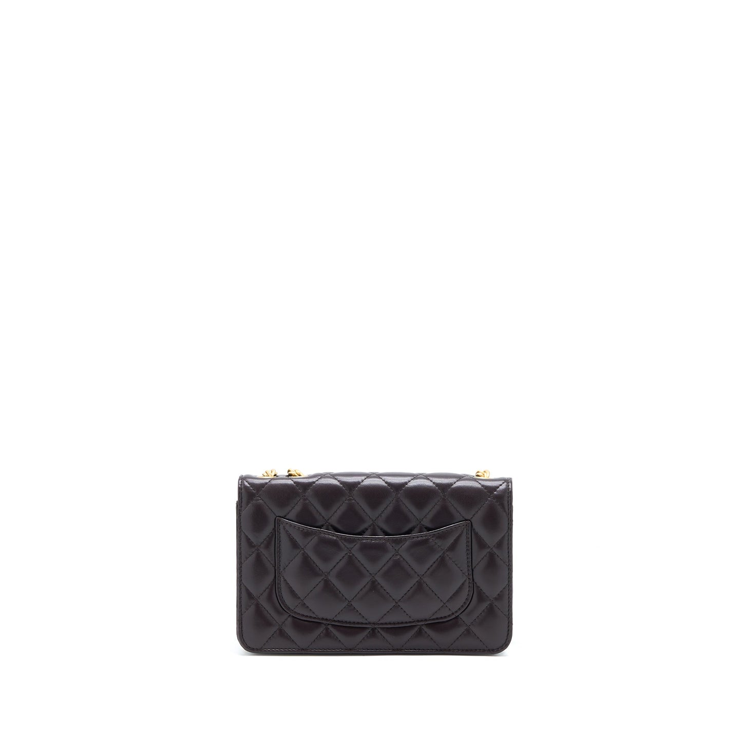 Chanel Gold Pillar Wallet On Chain Lambskin Dark Brown Brushed GHW(Microchip)