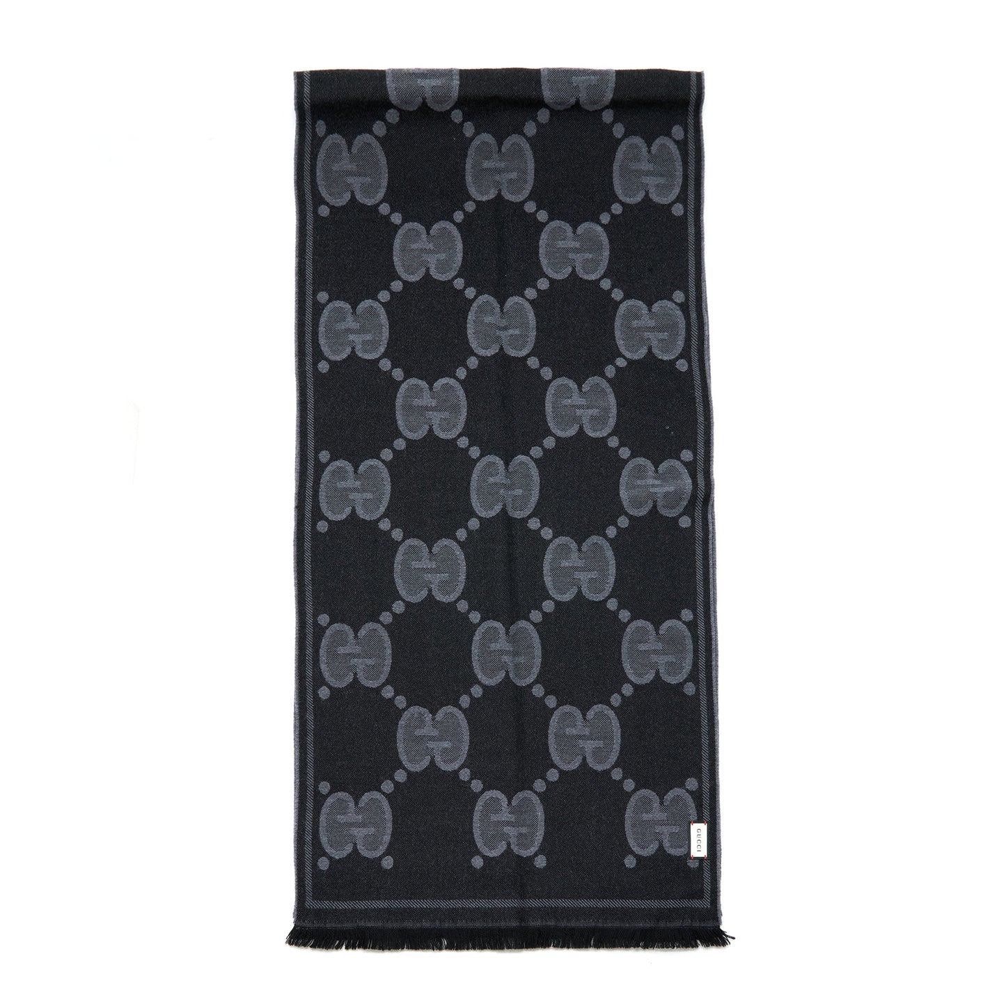 Gucci Printed 100% Wool Scarf Grey 45x195cm
