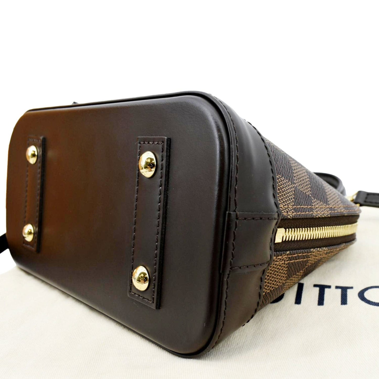 LOUIS VUITTON Alma BB Damier Ebene Satchel Crossbody Bag Brown