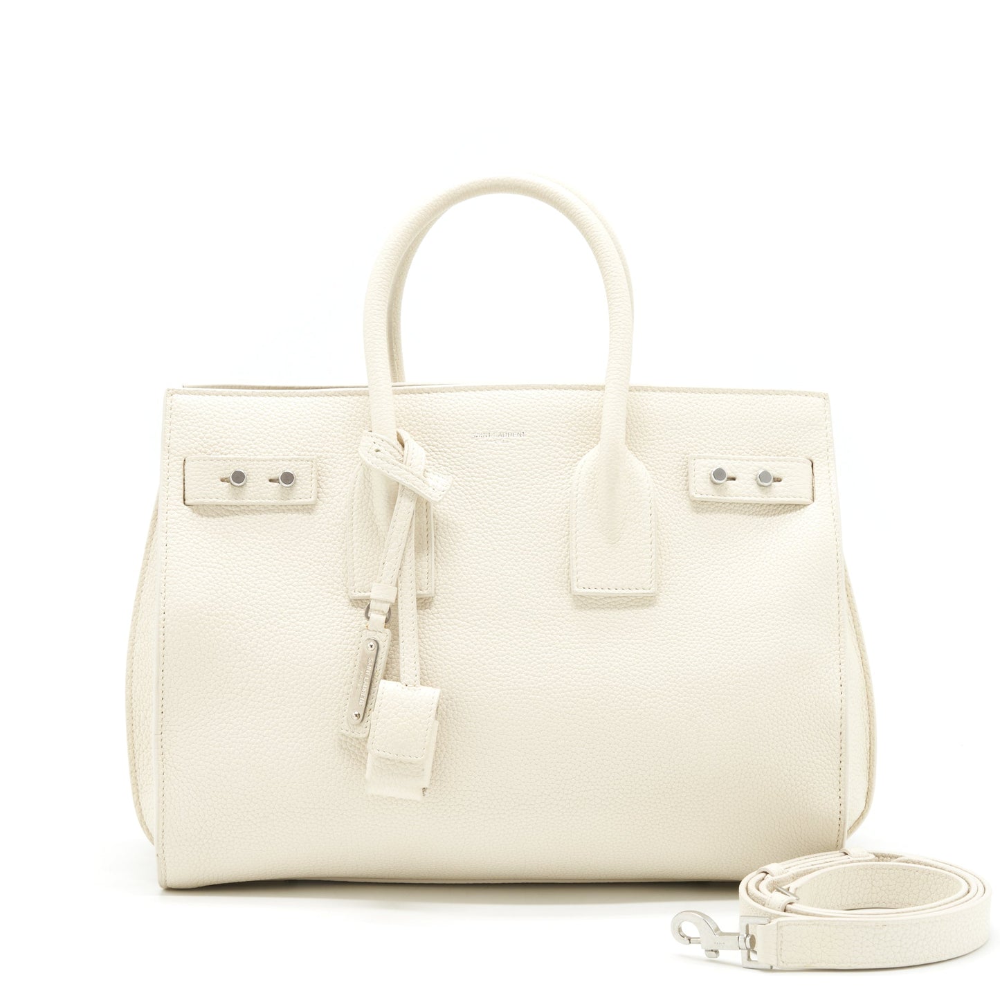 Saint Laurent () Sac De Jour Tote Purse Calfskin White