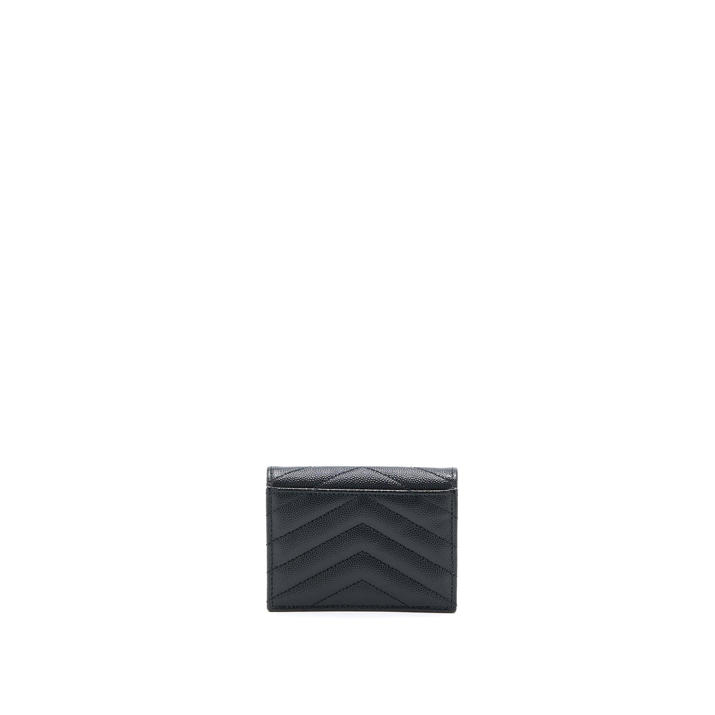 Saint Laurent / Pebbled Logo Plaque Cardholder Grained Calfskin Black