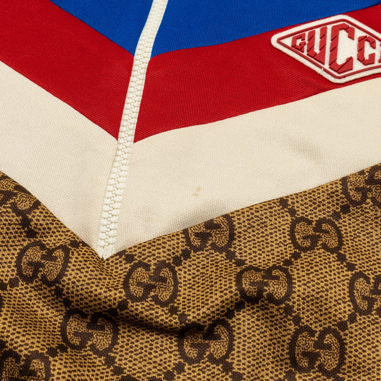 Gucci Size M Logo Printed Jersey Jacket Dress Polyester / Cotton Brown/multicolour