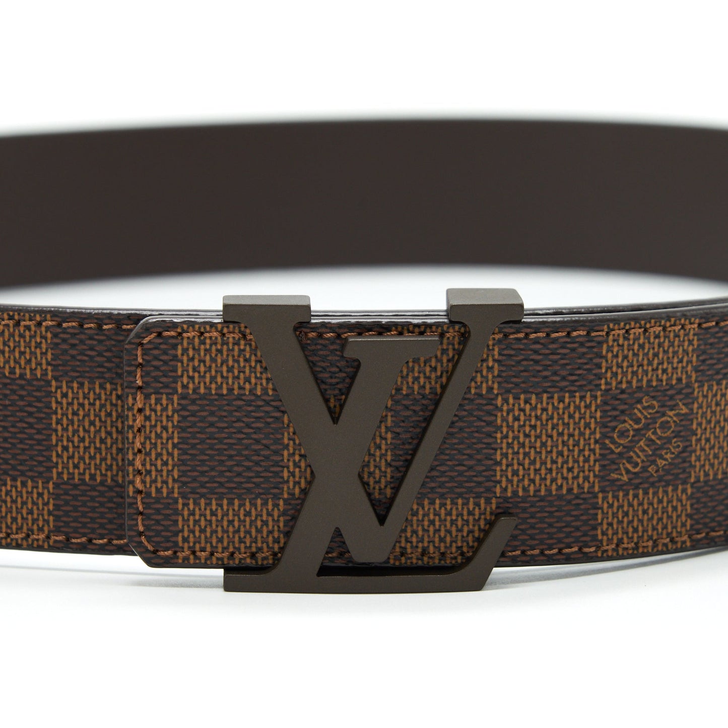 Louis Vuitton Size 95 Belt Damier Ebene Brushed Gold Hardware