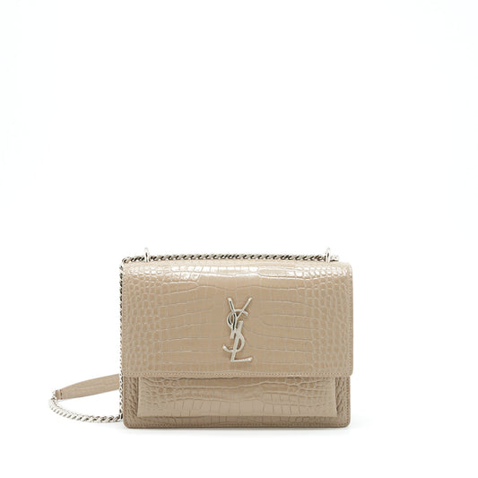Saint Laurent () Medium Sunset Crocodile-Embossed Shiny Light Bronze