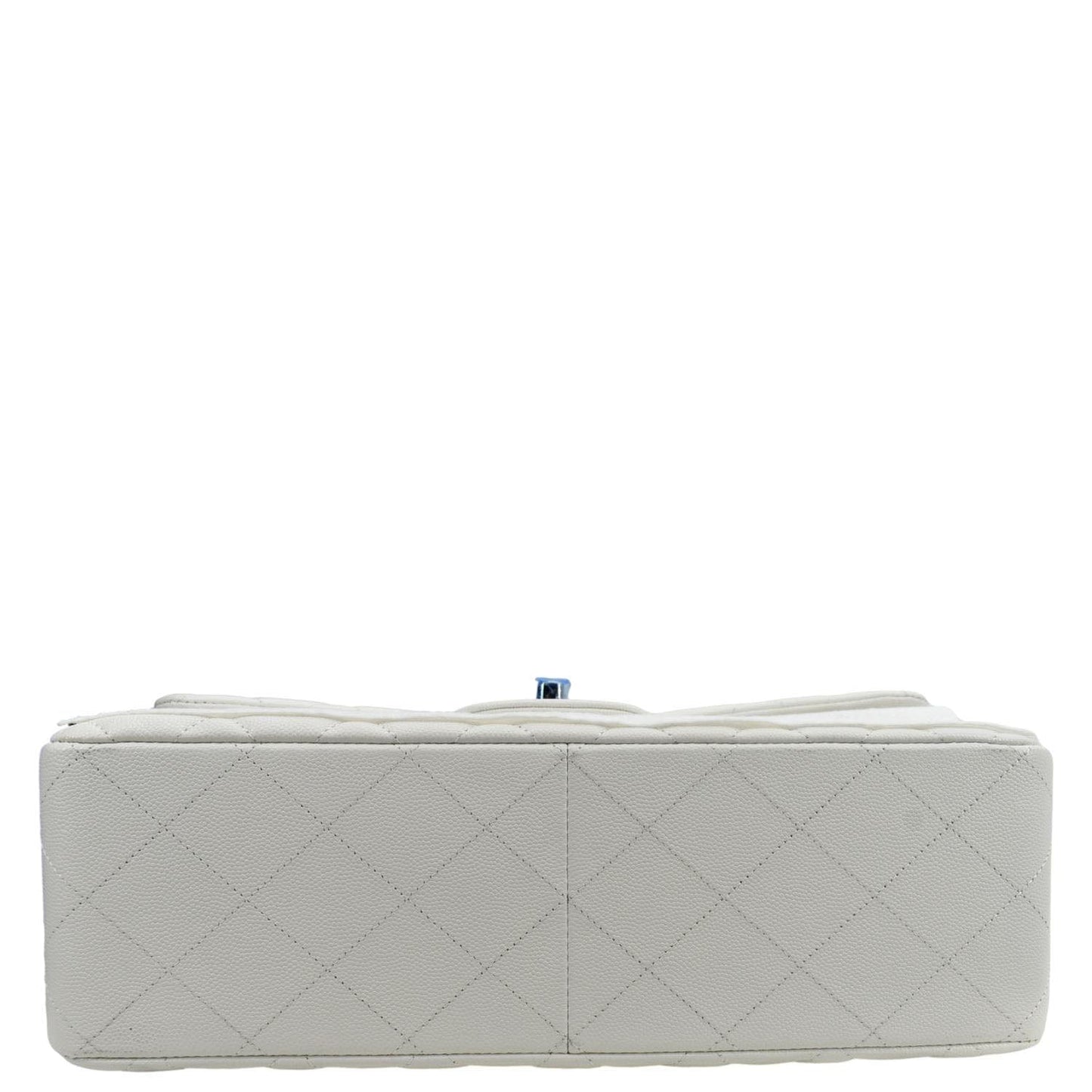 CHANEL Jumbo Double Flap Quilted Caviar Leather Shoulder Bag White