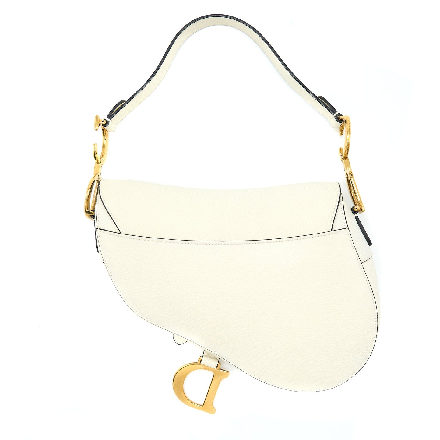 Dior Medium Saddle Purse Calfskin White