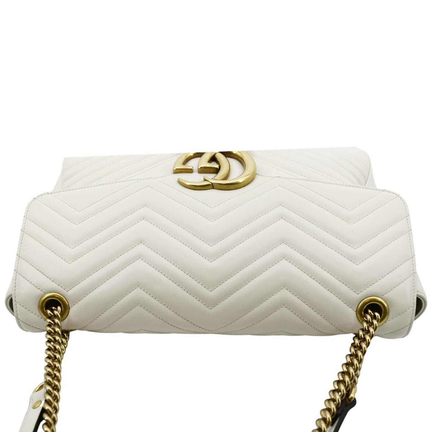 GUCCI  GG Marmont Large Matelasse Leather Shoulder Bag White 498090