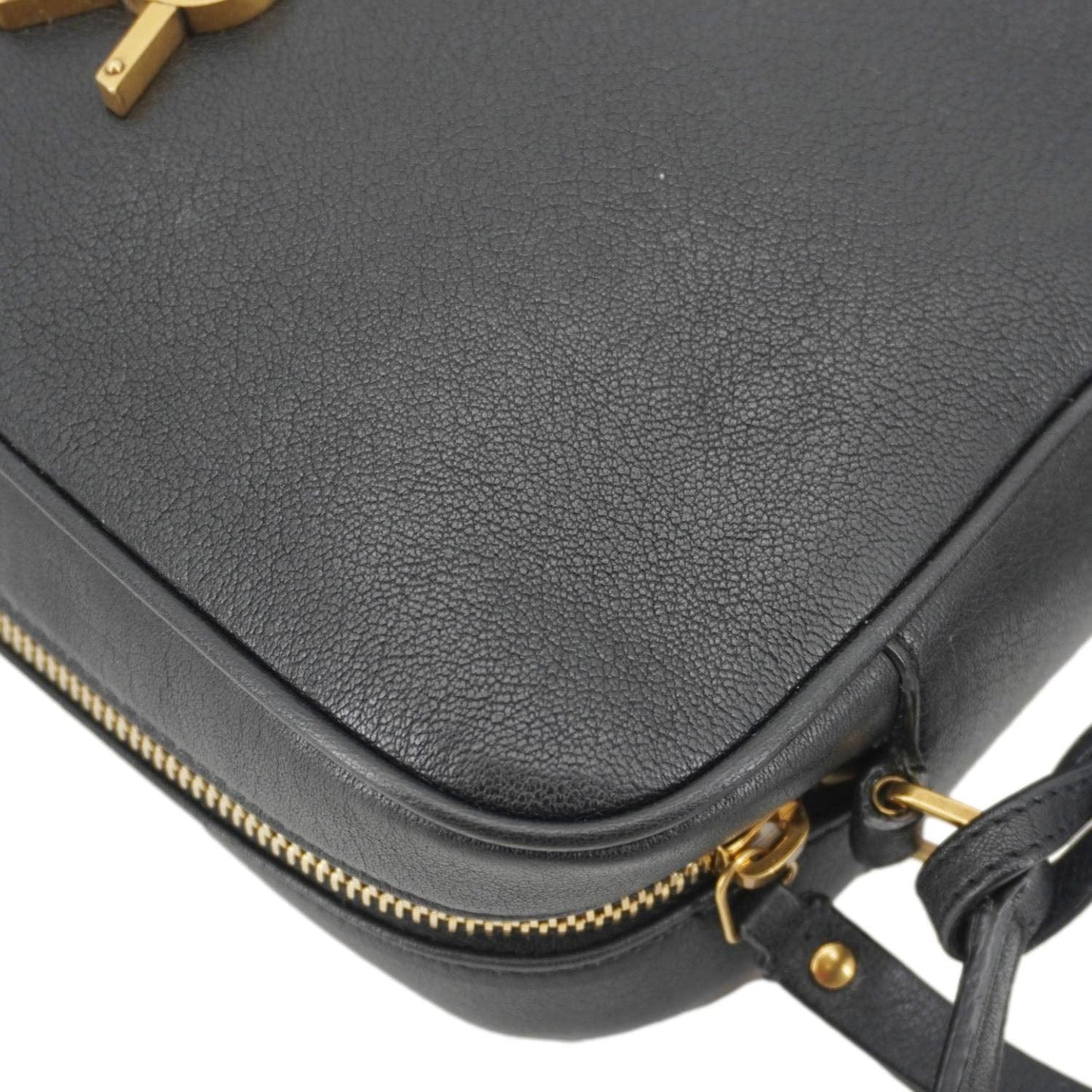 YVES SAINT LAURENT Lou Grained Leather Camera Crossbody Bag Black