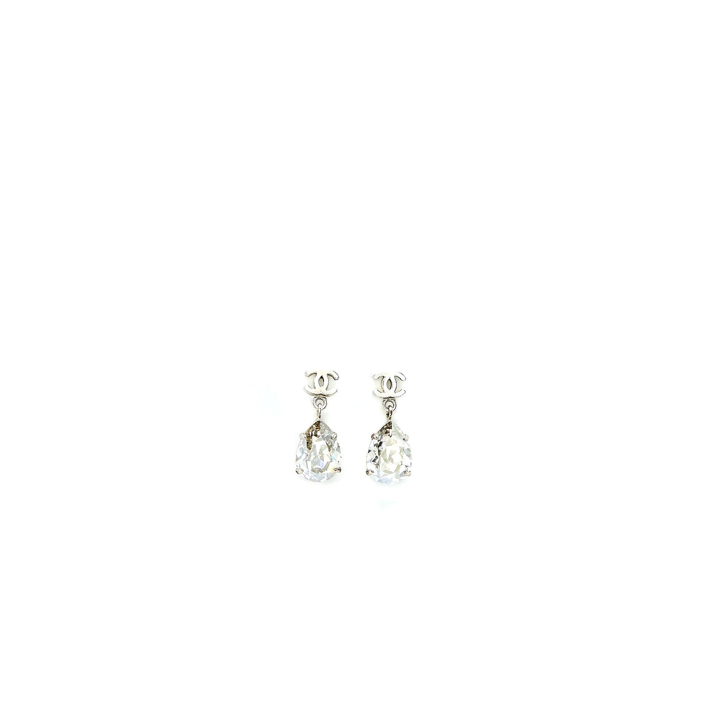 Chanel CC Logo trass Drop Silver Tone