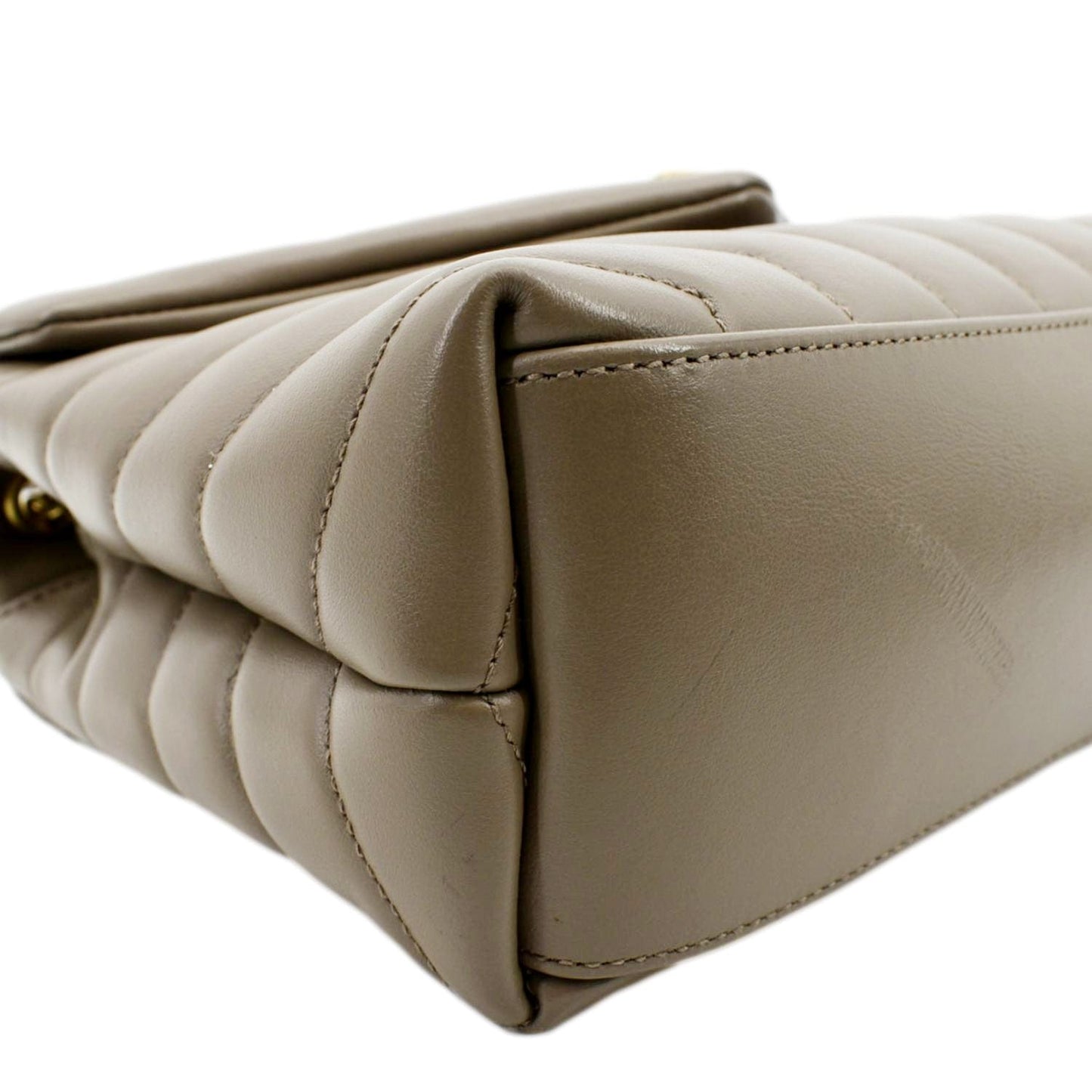 YVES SAINT LAURENT Small Loulou Quilted Leather Crossbody Bag Dark Beige
