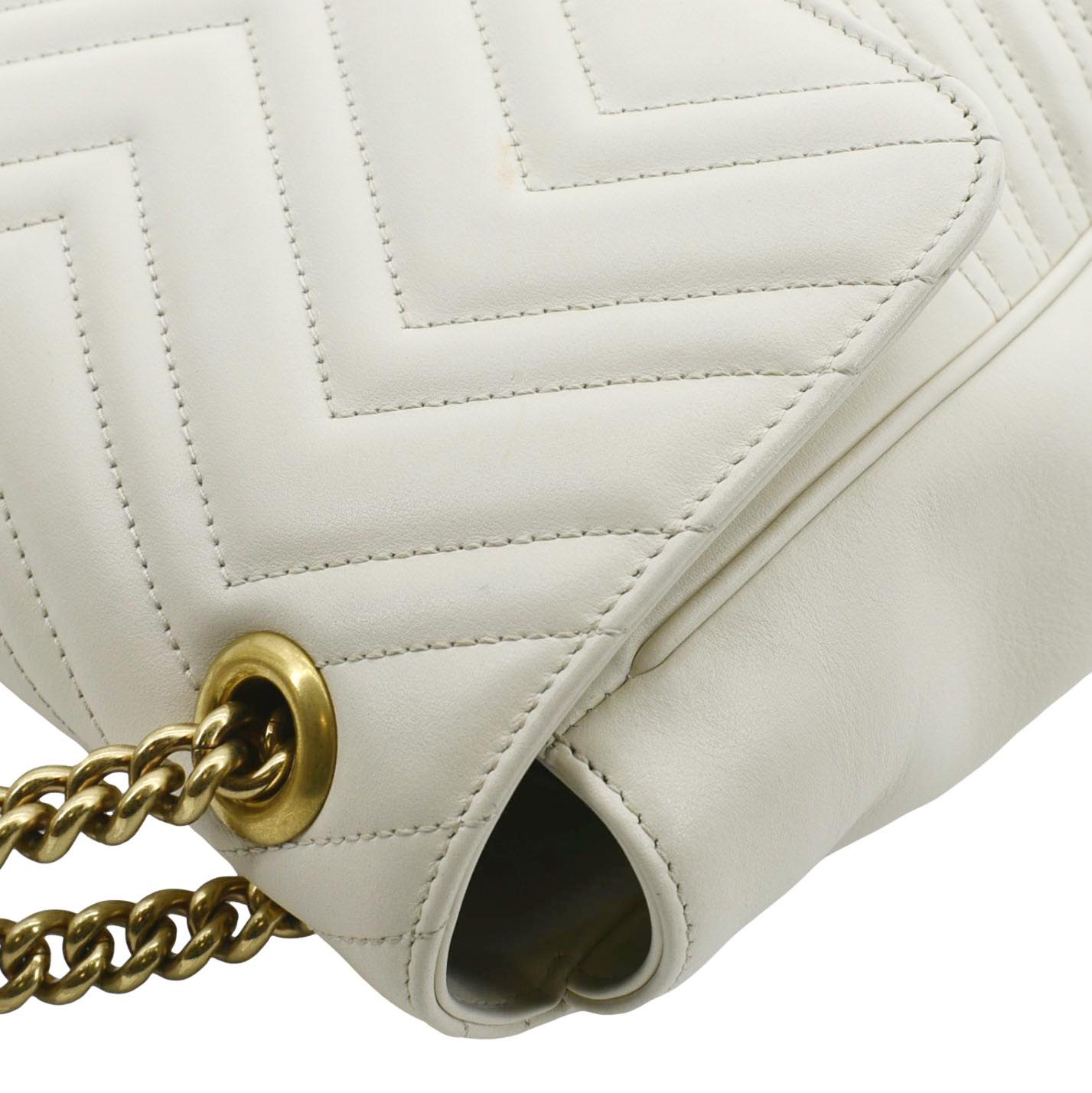 GUCCI  GG Marmont Large Matelasse Leather Shoulder Bag White 498090