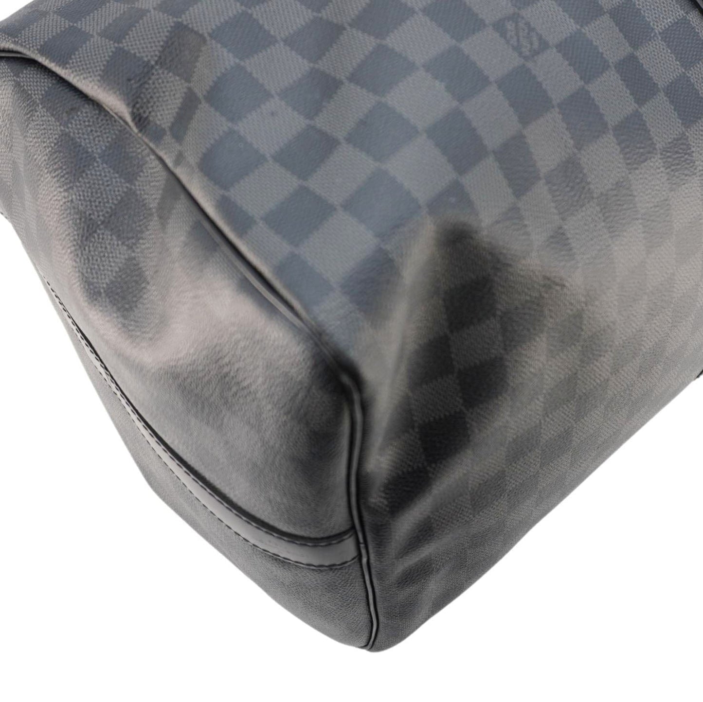 LOUIS VUITTON Keepall 55 Bandouliere Damier Graphite Travel Bag Black