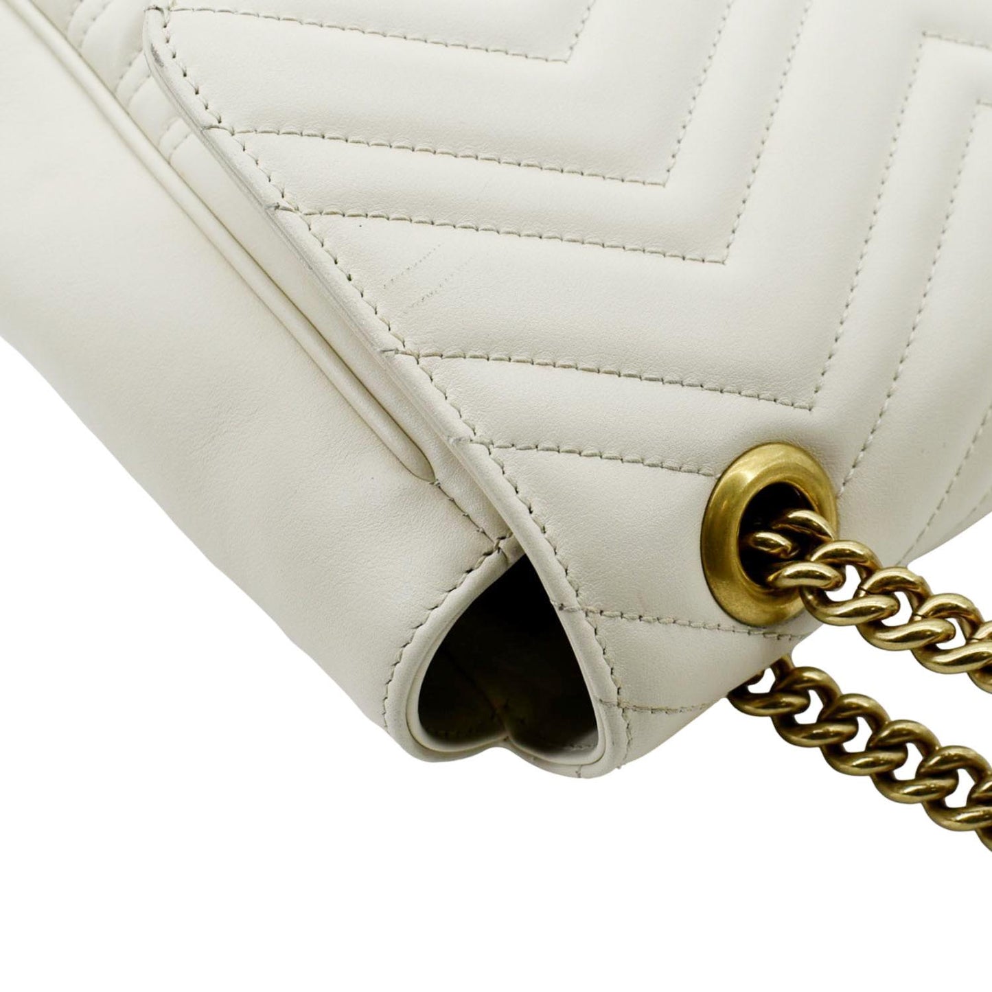 GUCCI  GG Marmont Large Matelasse Leather Shoulder Bag White 498090