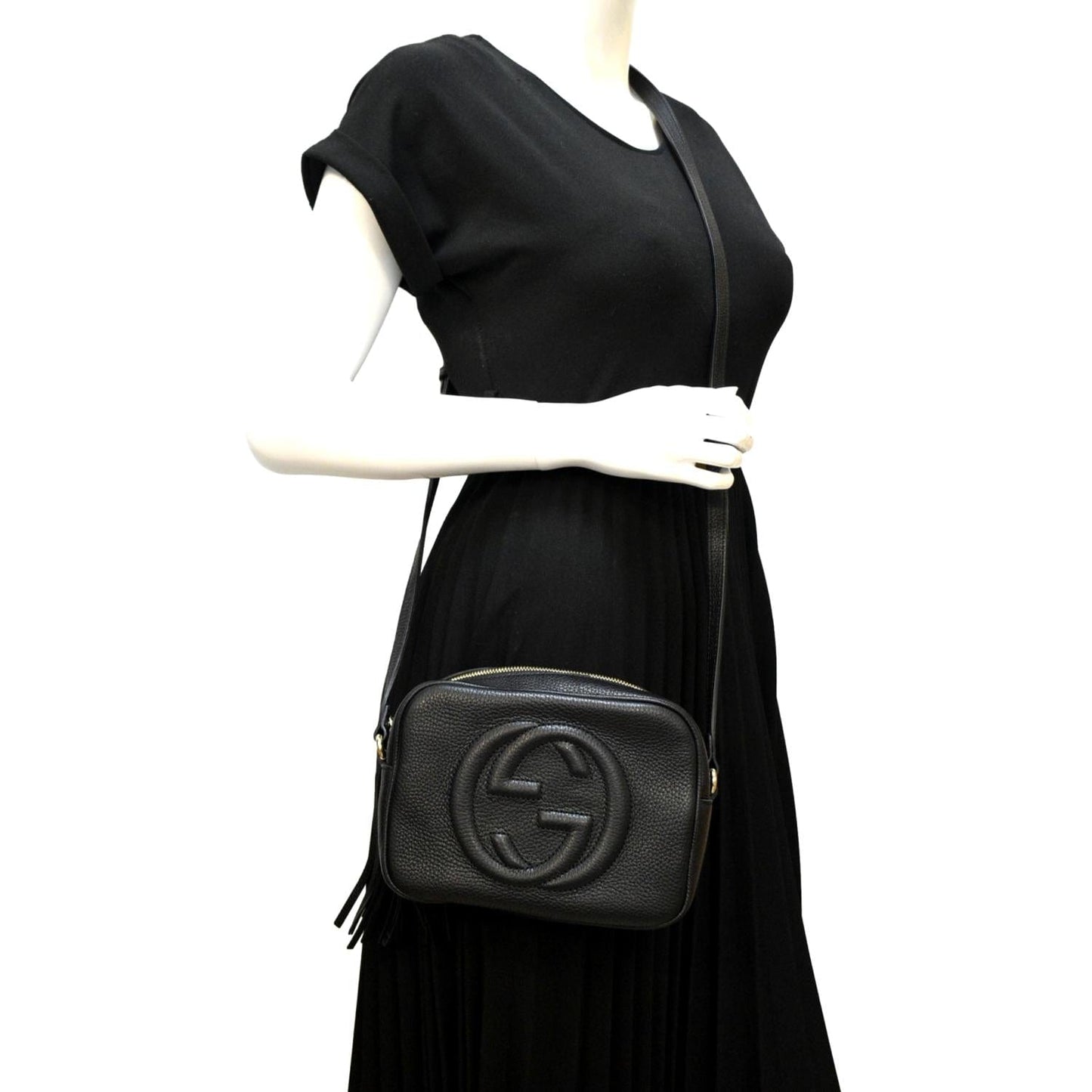 GUCCI  Soho Disco Leather Crossbody Bag Black 308364