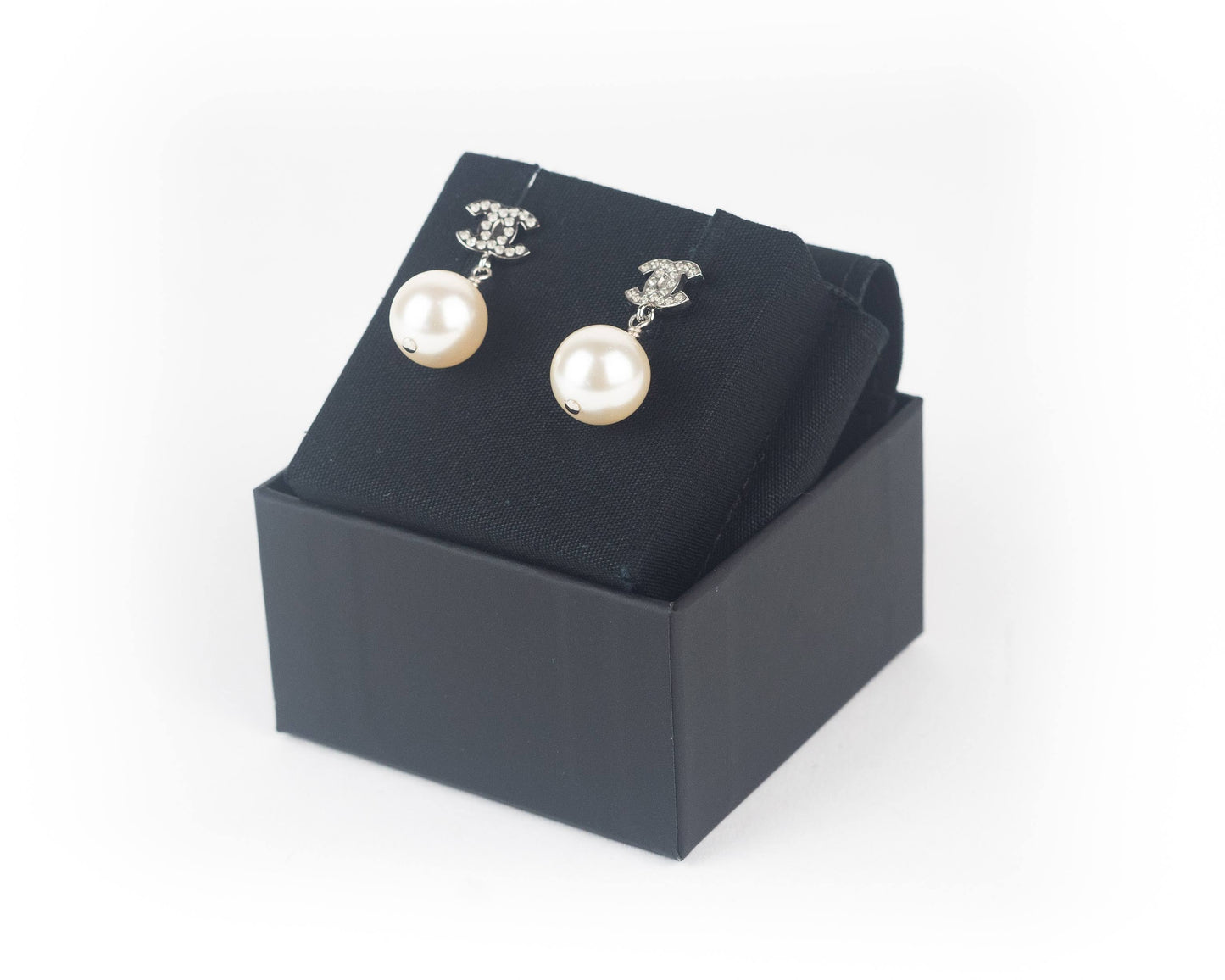 Chanel Silver and Pearly White Earrings