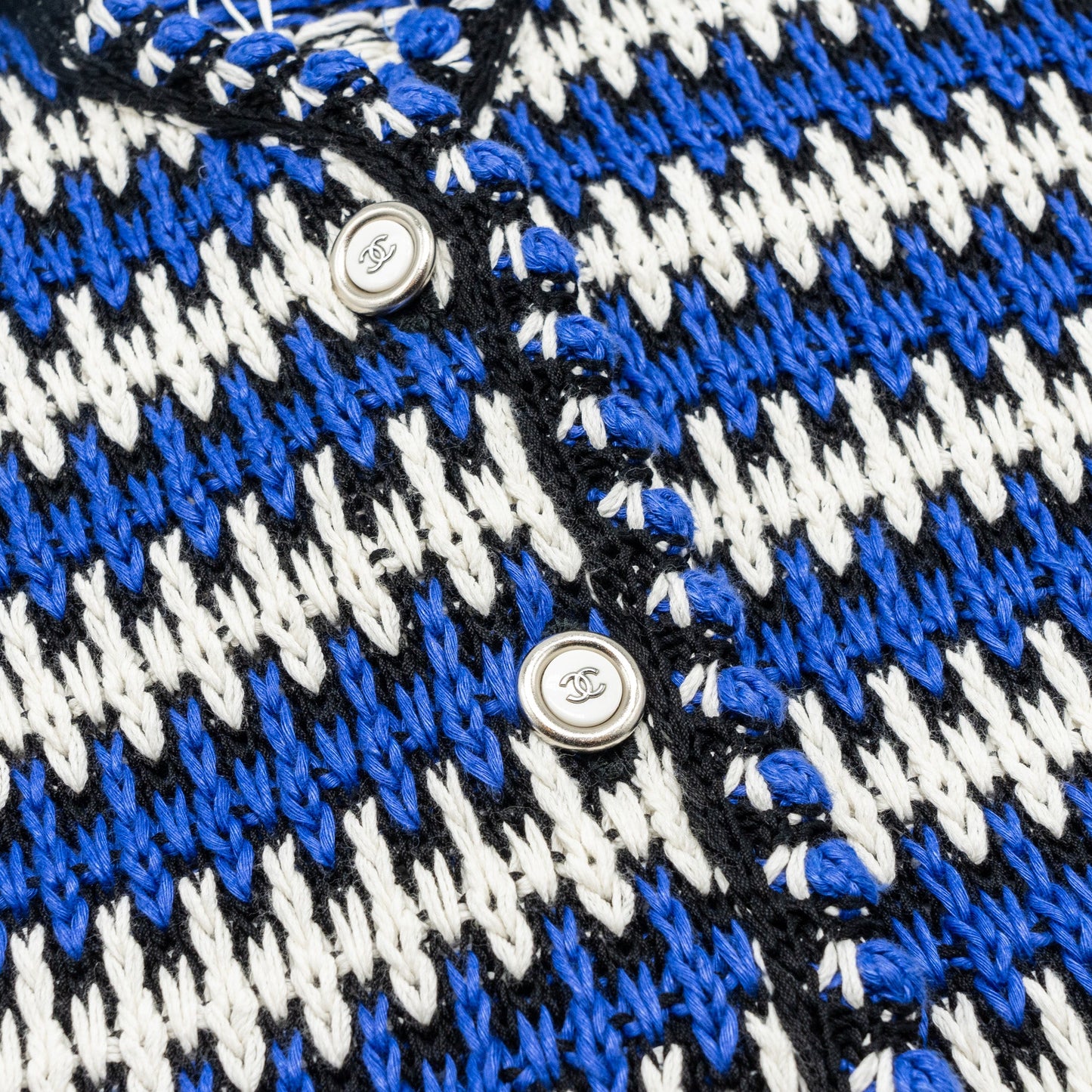 Chanel size 38 21C cotton jacket Cotton/Linen/paper blue/white/black
