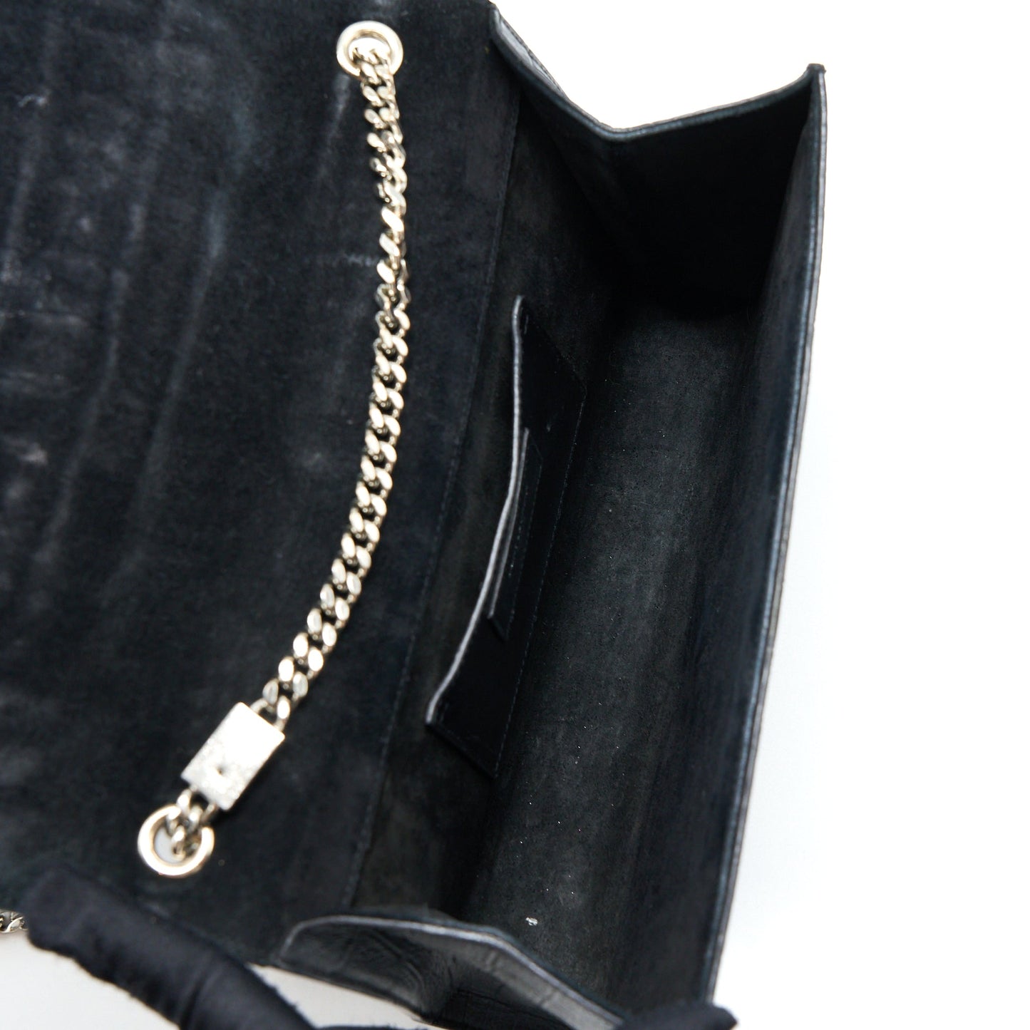 Saint Laurent Kate Purse Crocodile-Embossed Leather Grey