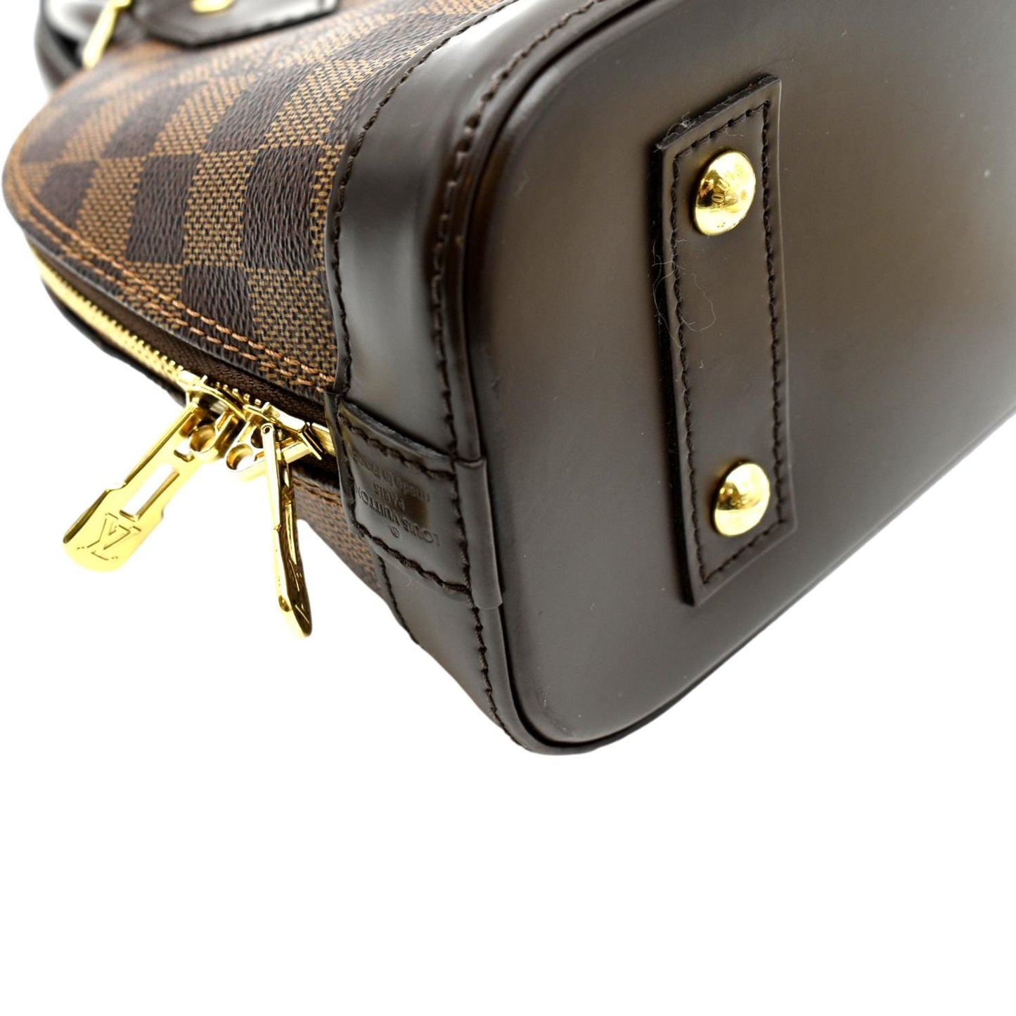 LOUIS VUITTON Alma BB Damier Ebene Satchel Crossbody Bag Brown