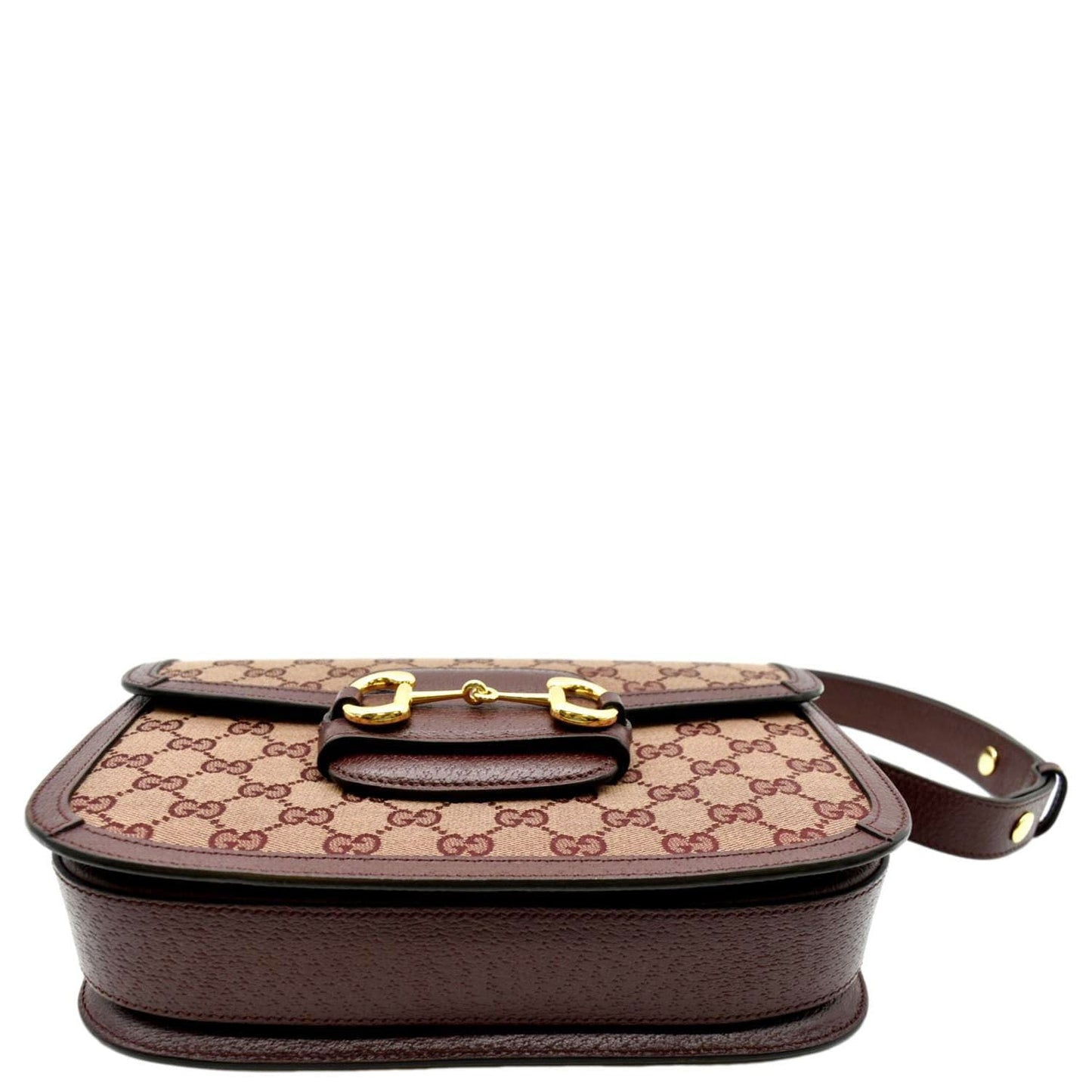 GUCCI Horsebit 1955 GG Supreme Canvas Shoulder Bag Burgundy 602204