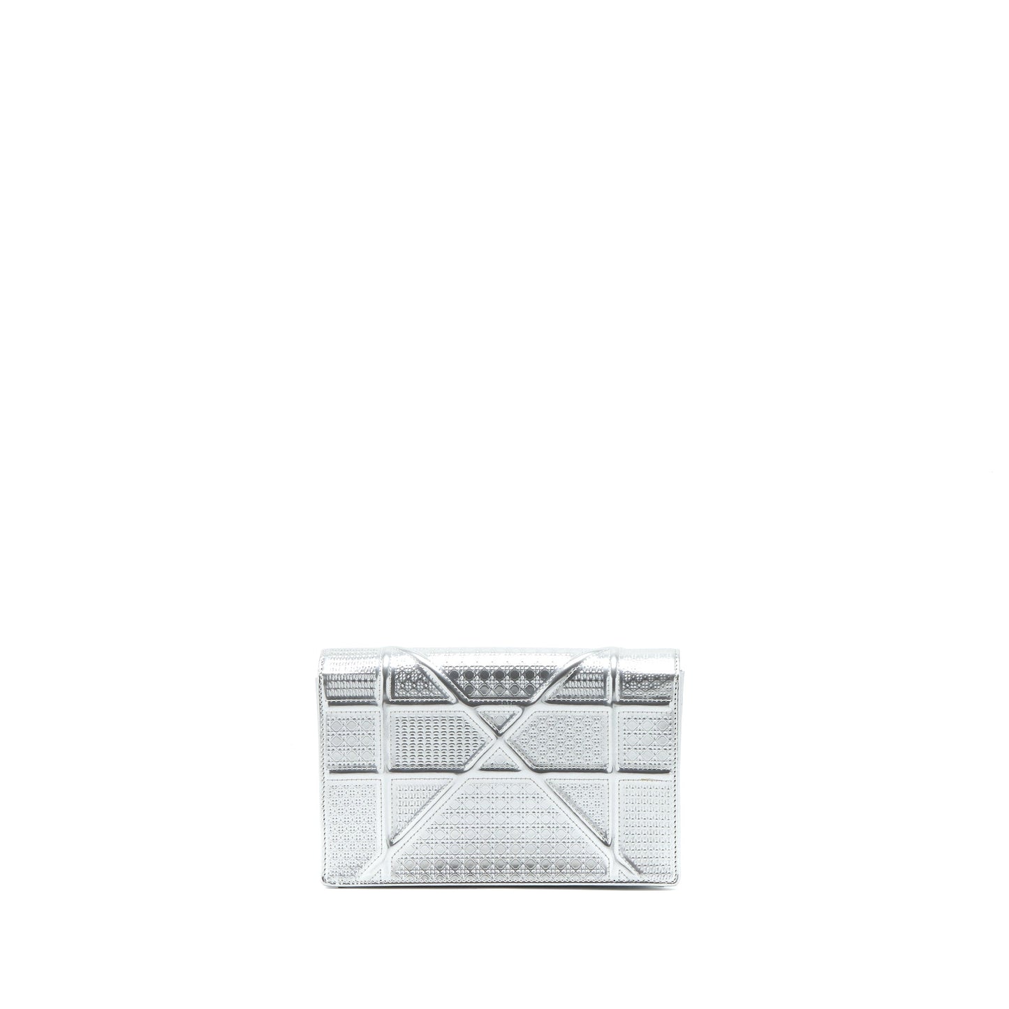 Dior Diorama Wallet On Chain Patent Metallic Silver