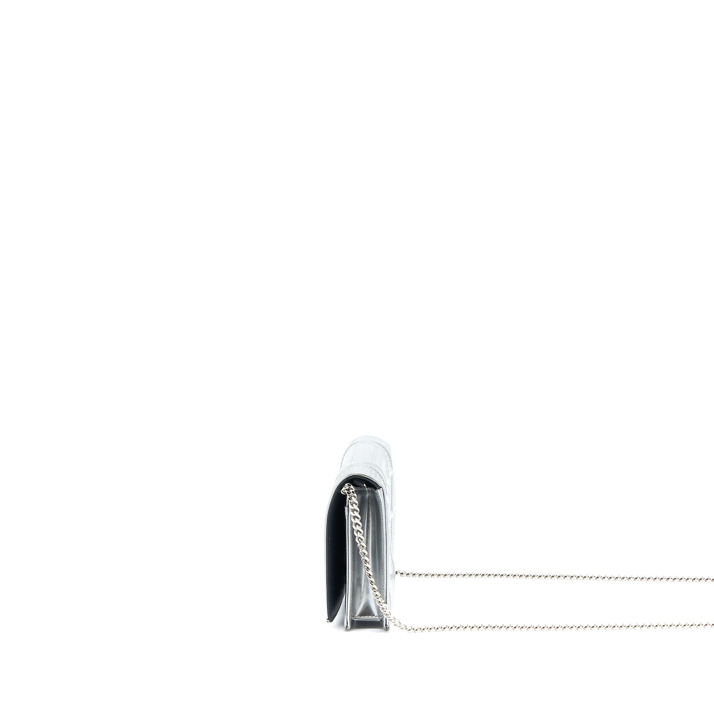 Dior Diorama Wallet On Chain Patent Metallic Silver