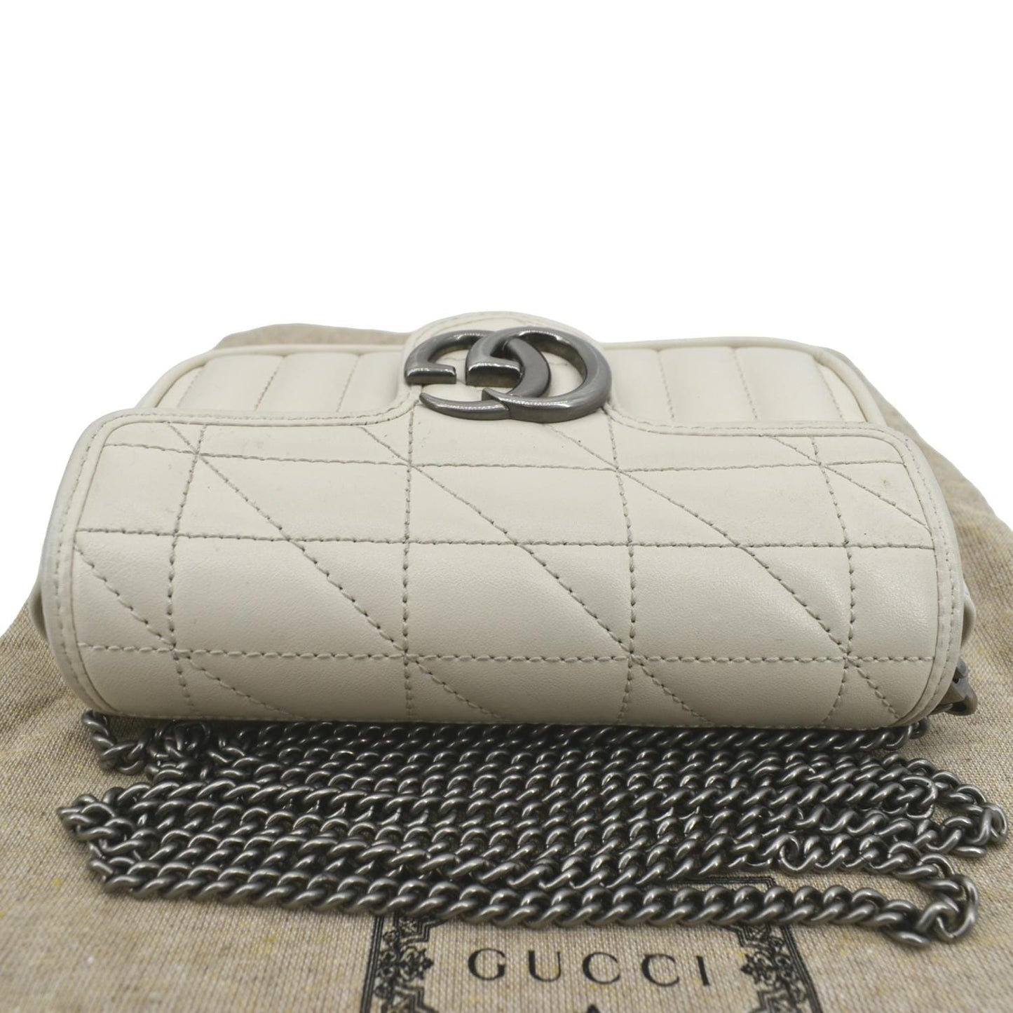 GUCCI GG Marmont Super Mini Matelasse Leather Shoulder Bag White 476433