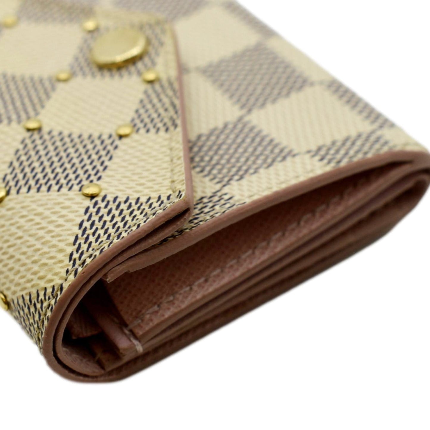 LOUIS VUITTON Studded Zoe Damier Azur Wallet White