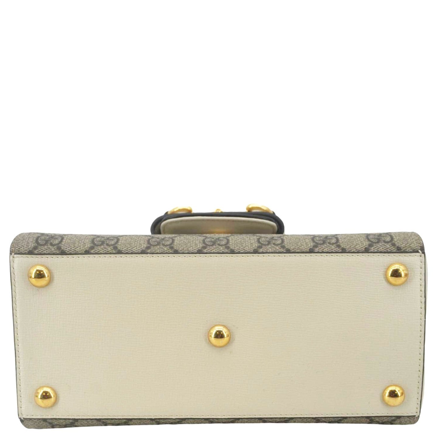GUCCI Horsebit 1955 Small GG Supreme Canvas Top Handle Shoulder Bag Beige 703848
