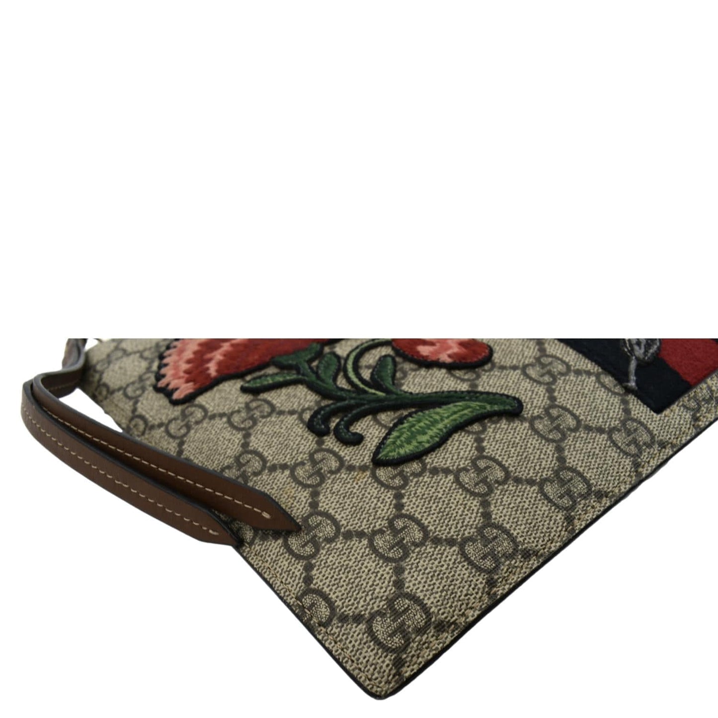 GUCCI King Snake Hummingbird GG Supreme Embroidered Clutch Bag Beige 431416