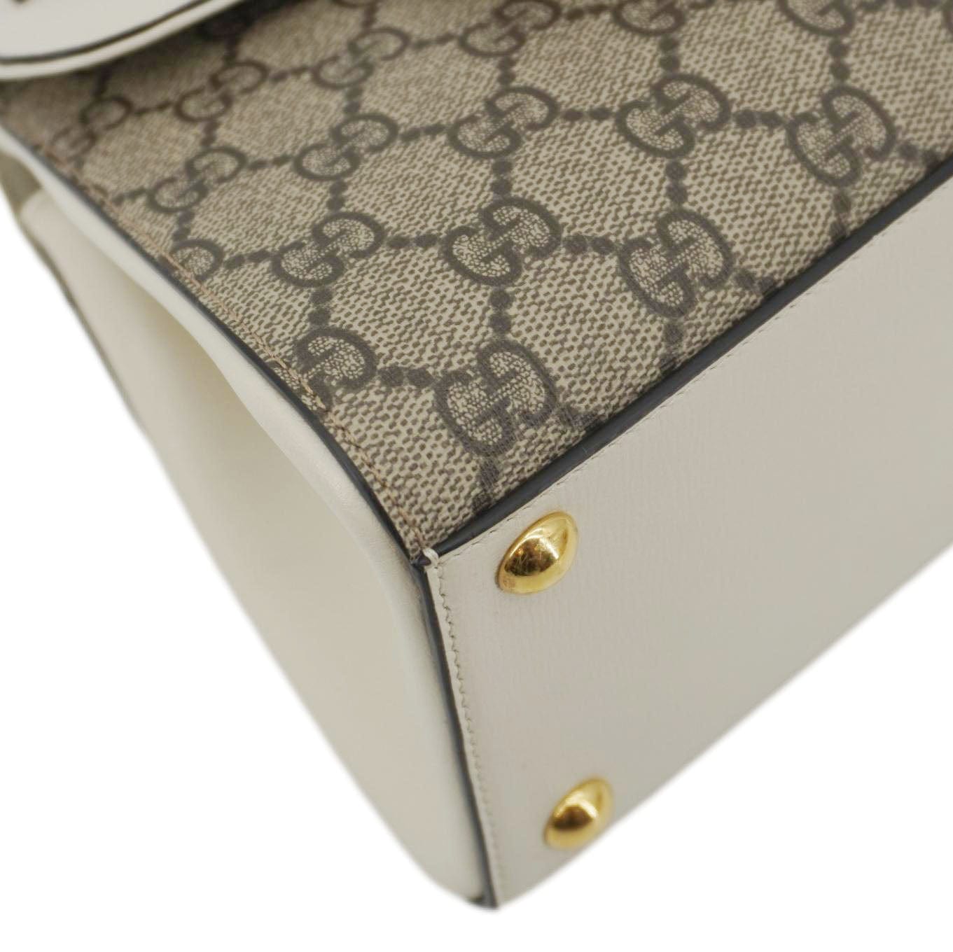 GUCCI Horsebit 1955 Small GG Supreme Canvas Top Handle Shoulder Bag Beige 703848