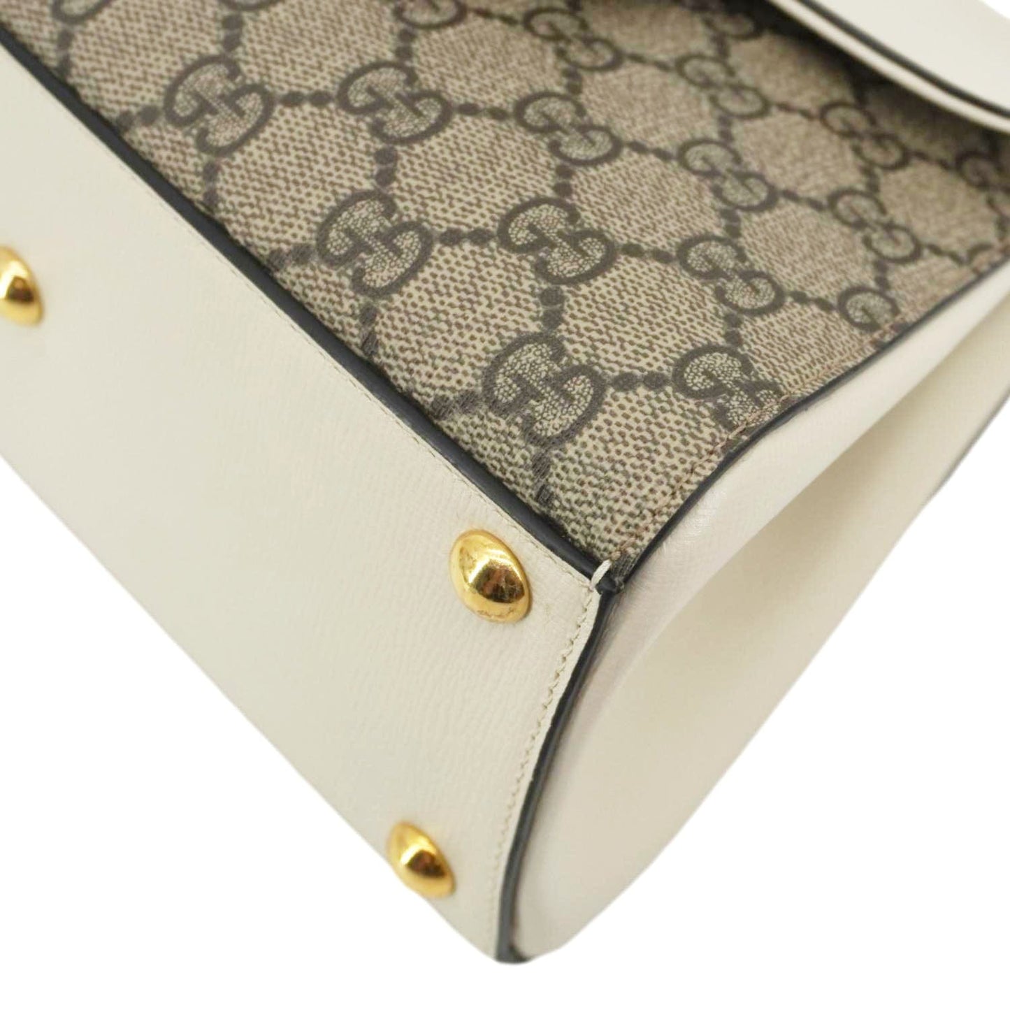 GUCCI Horsebit 1955 Small GG Supreme Canvas Top Handle Shoulder Bag Beige 703848