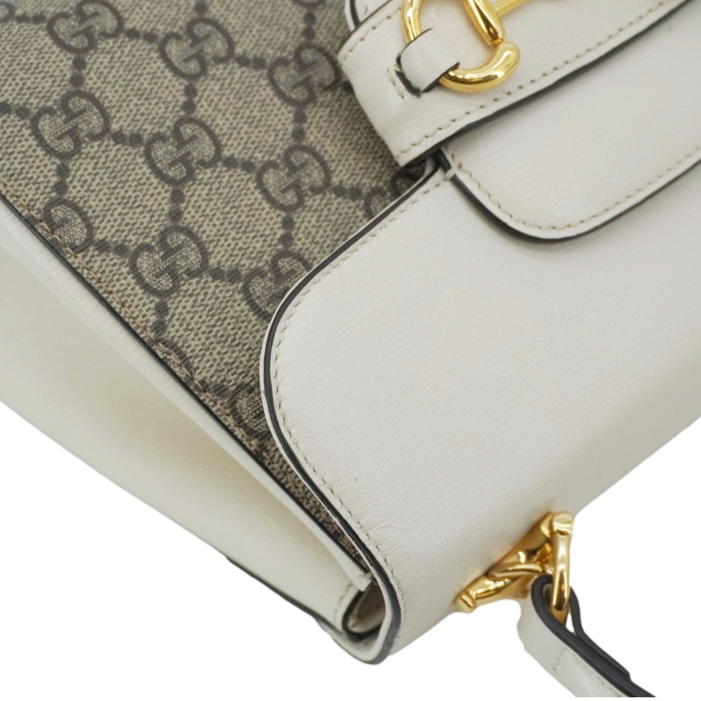 GUCCI Horsebit 1955 Small GG Supreme Canvas Top Handle Shoulder Bag Beige 703848
