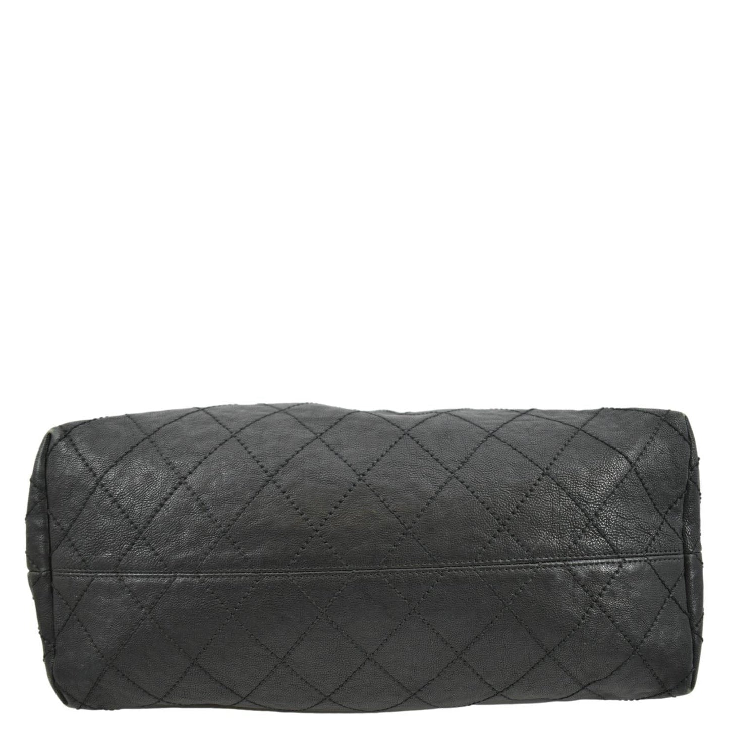 CHANEL Coco Cabas Leather Shoulder Tote Bag Black