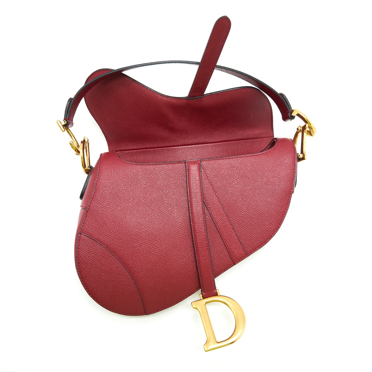 Dior Medium Saddle Purse Grained Calfskin Red