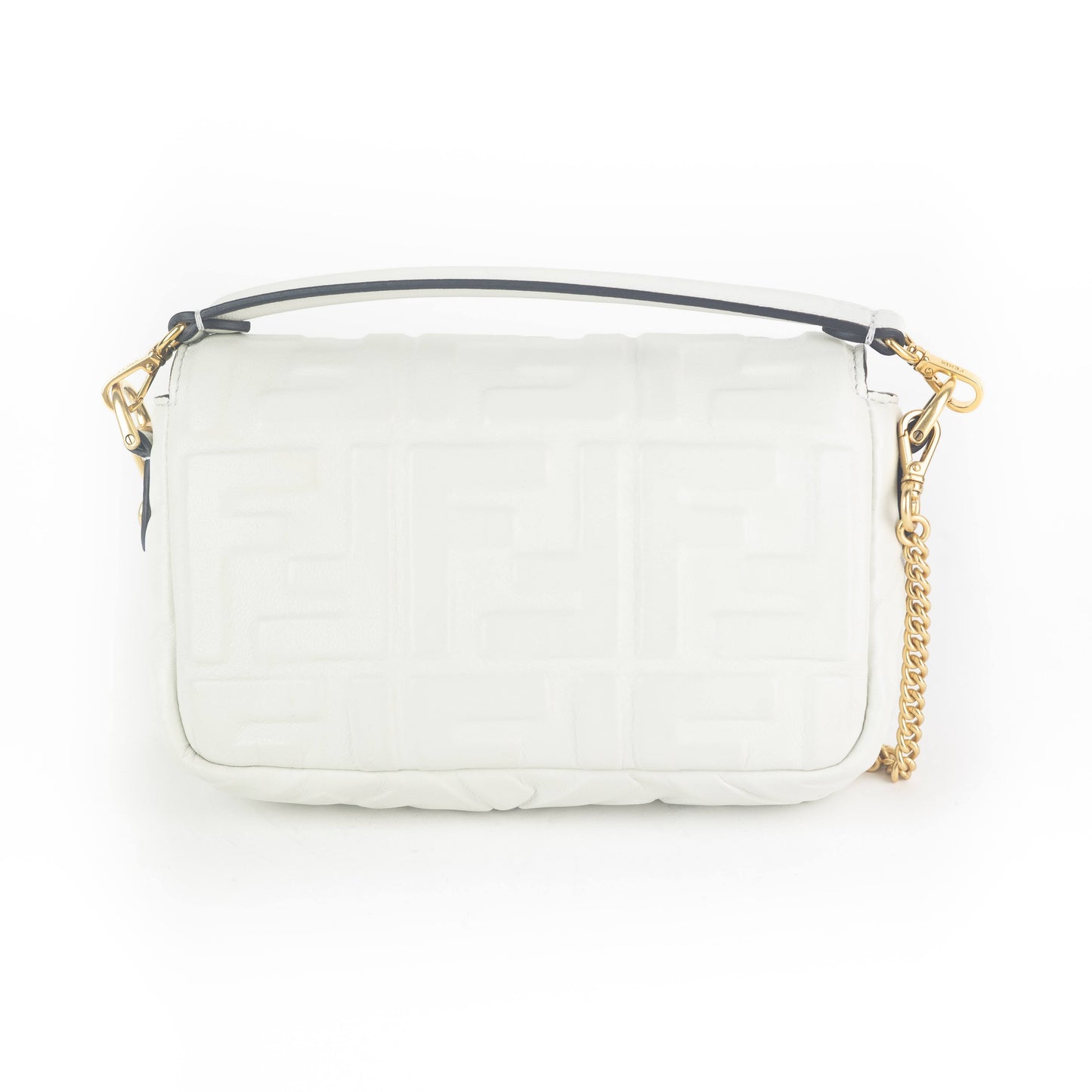 Fendi Leather Mini Baguette Bag in White