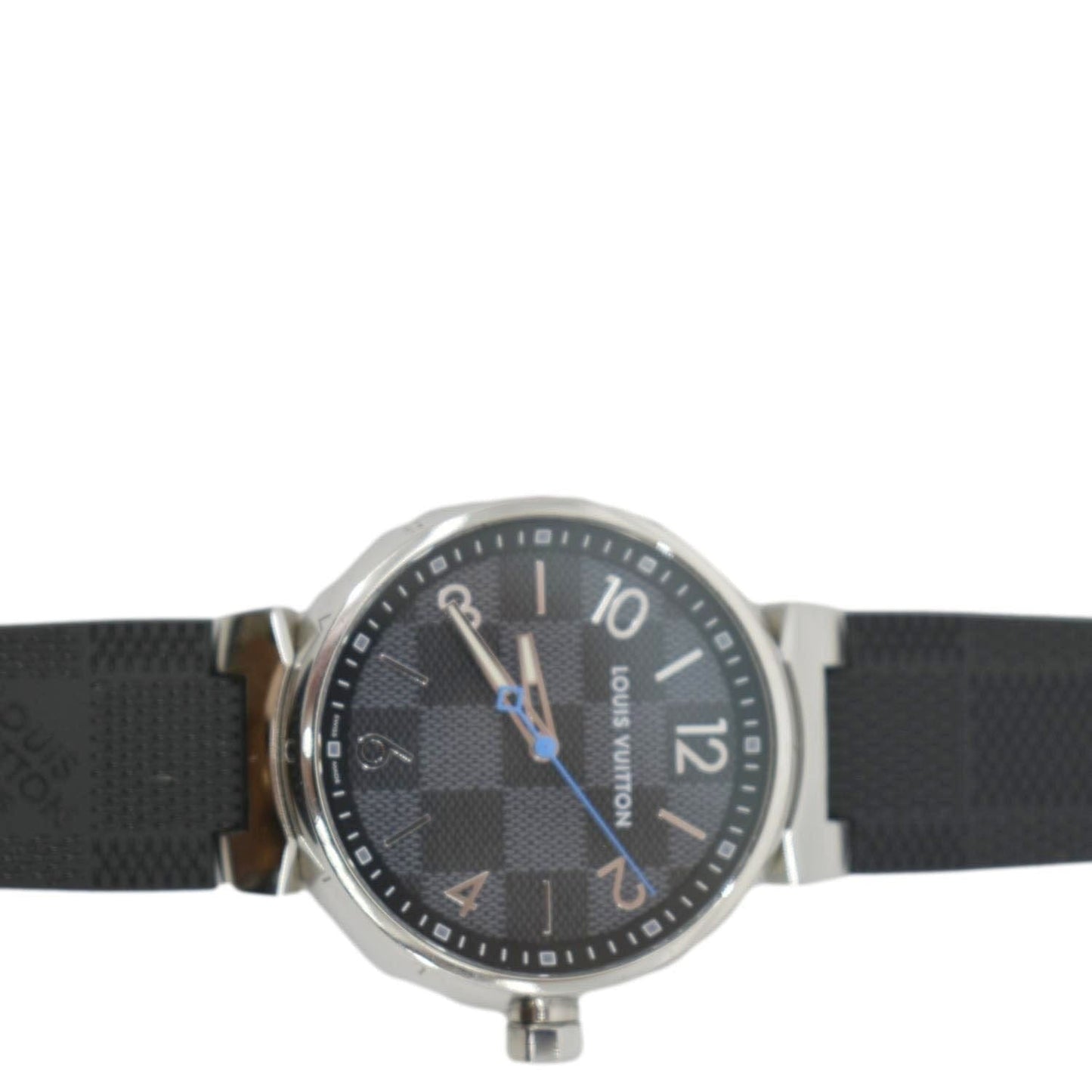 LOUIS VUITTON Icon Tambour Damier Graphite Rubber Strap Watch 41.5mm Black
