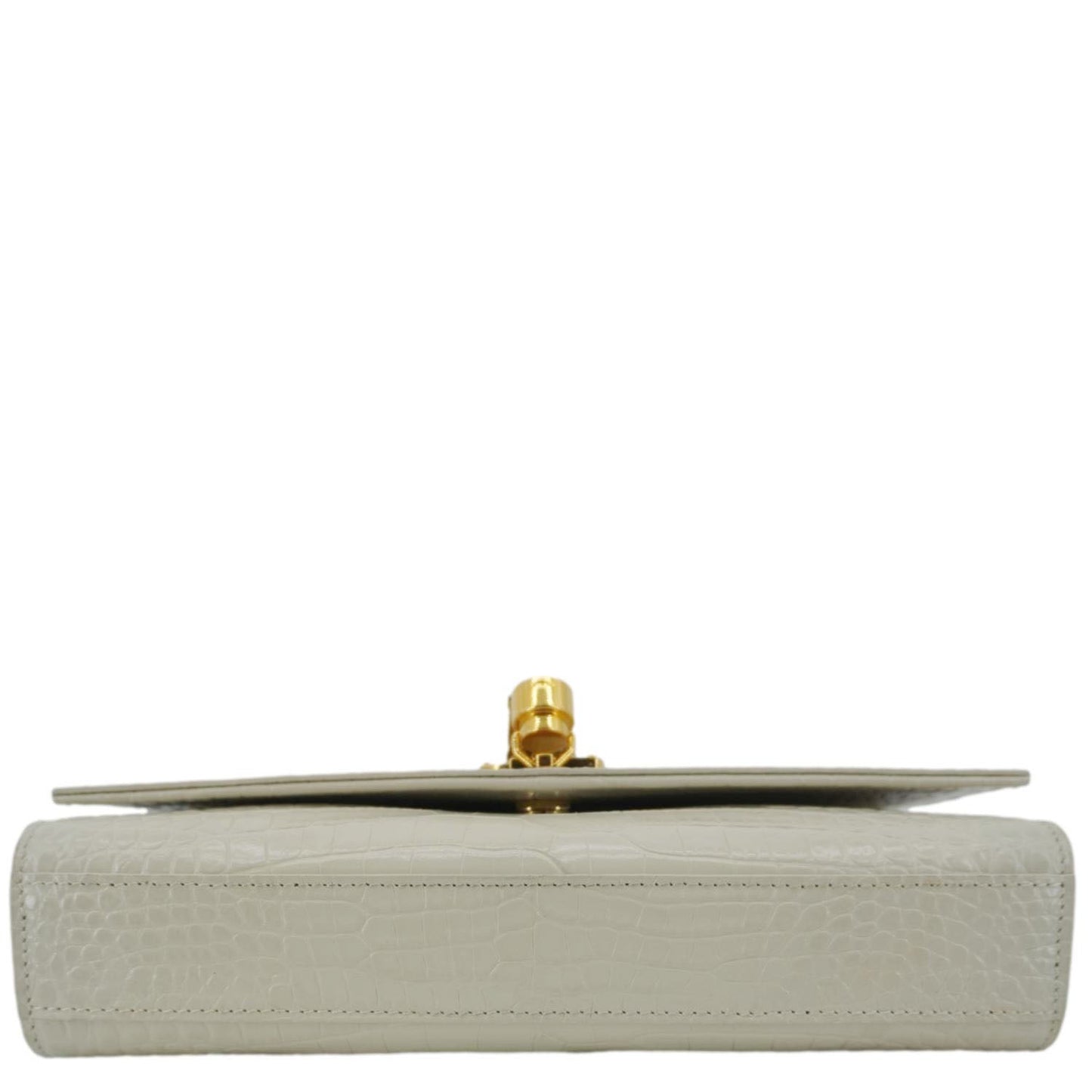 YVES SAINT LAURENT Kate Tassel Medium Crocodile Embossed Leather Crossbody Bag White