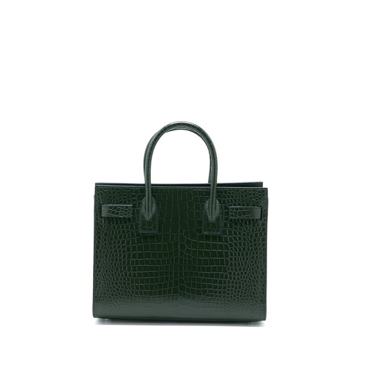 Saint Laurent Baby Sac De Jour Crocodile-Embossed Dark Green