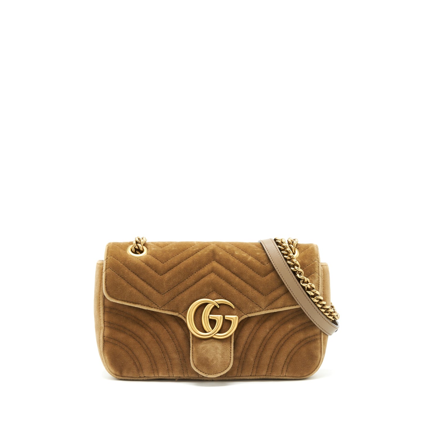 Gucci Marmont Purse velvet gold tan