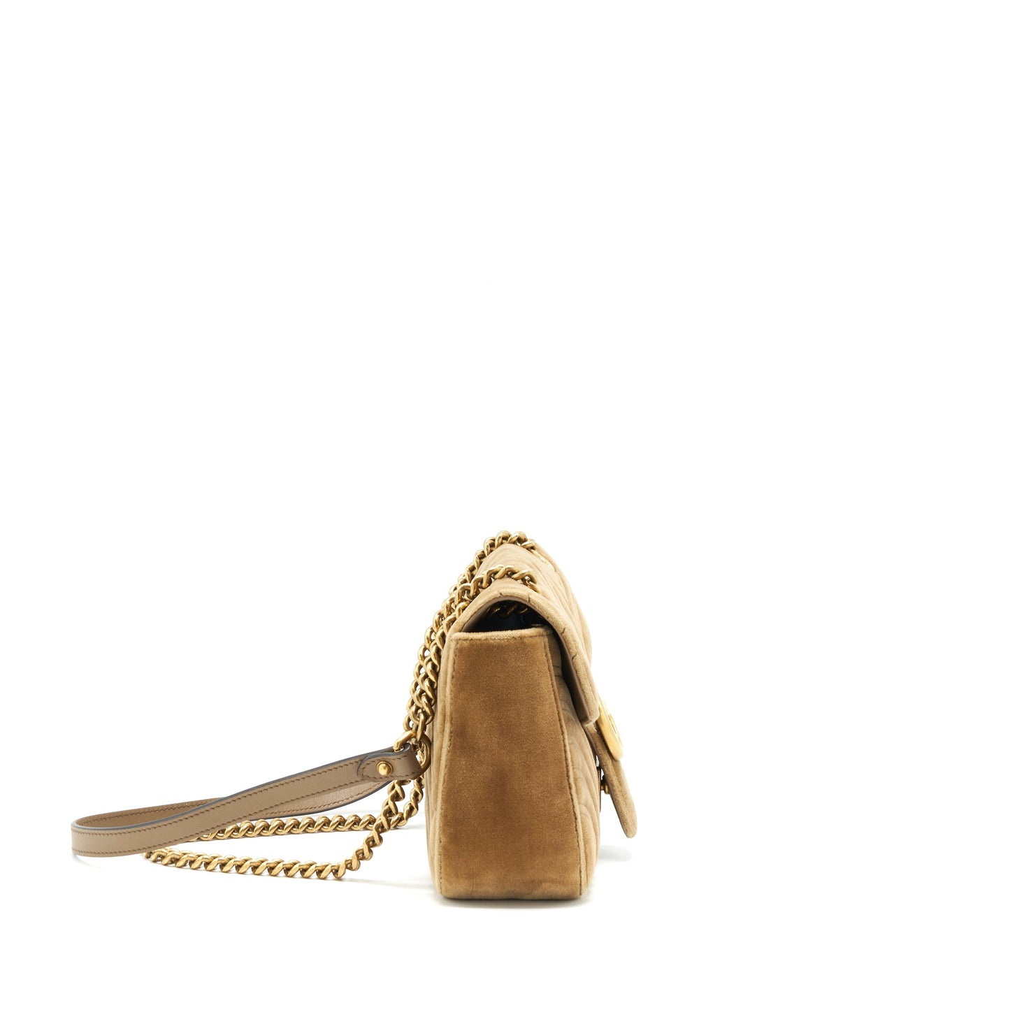 Gucci Marmont Purse velvet gold tan
