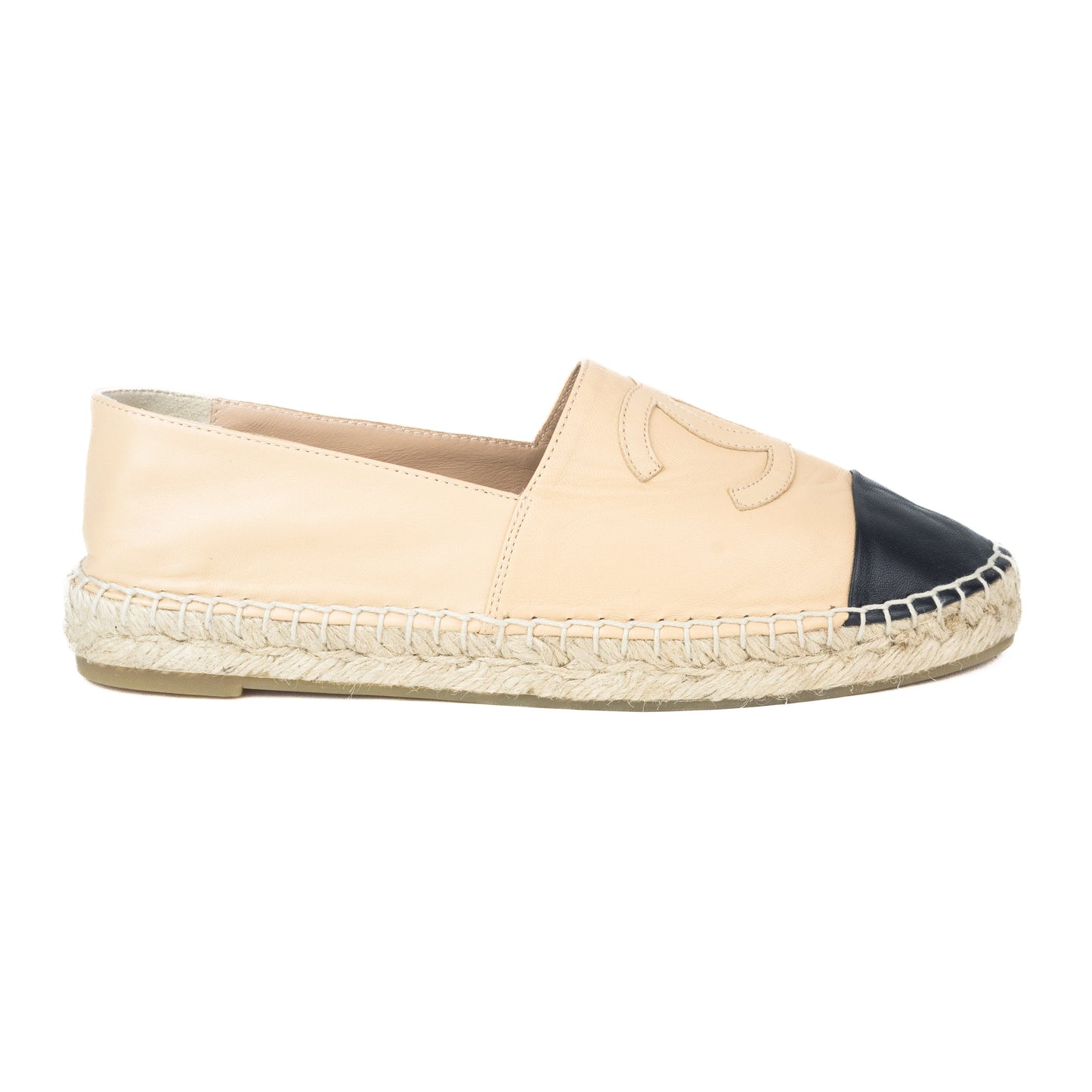 Chanel Lambskin CC Espadrilles nude