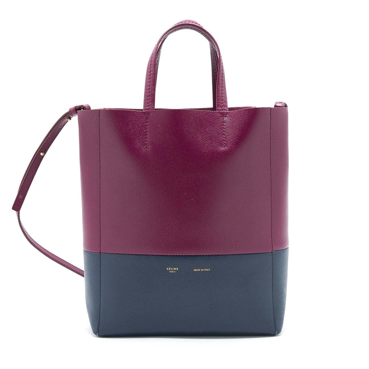 Celine Small Vertical Cabas Purse Plum/Steel blue